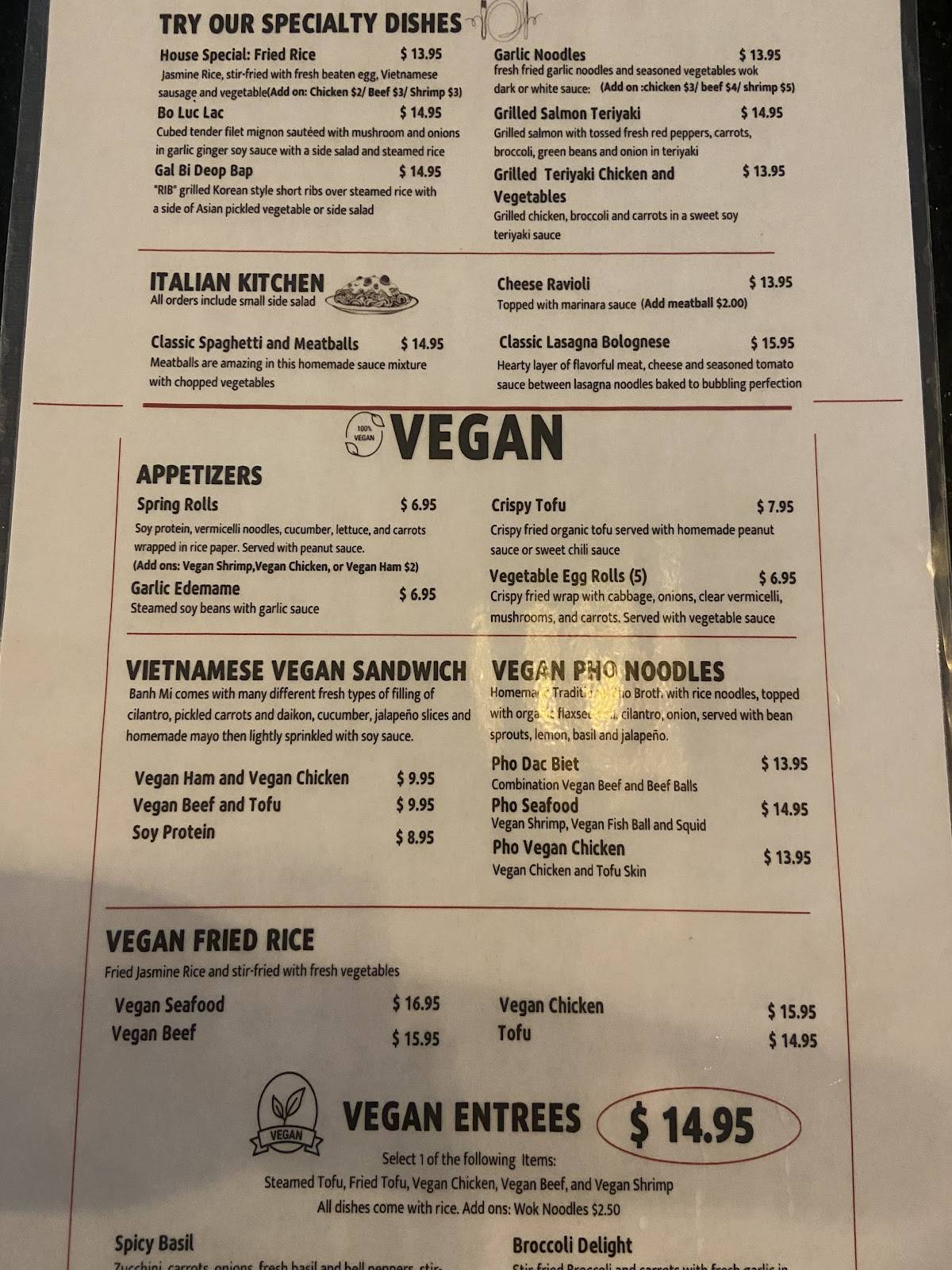 Fusion Restaurant and Bar меню