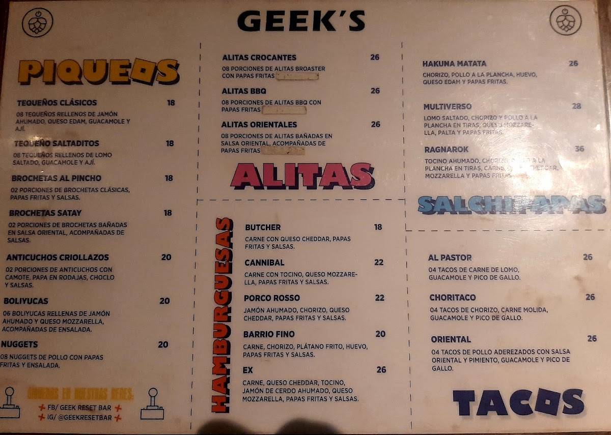 Geeks Broster y Ceviche меню