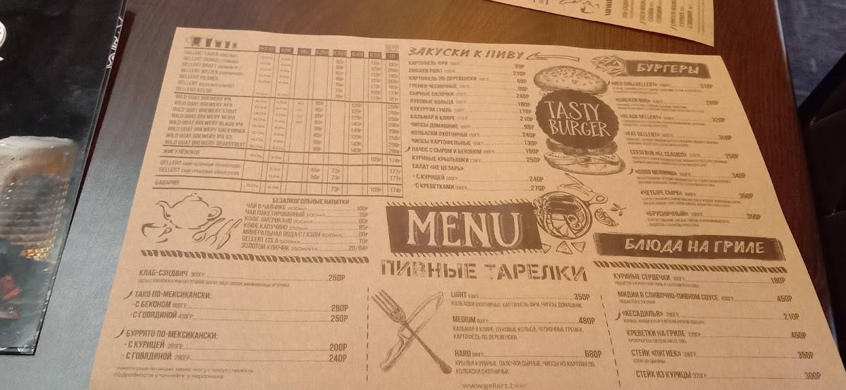 Gellert меню