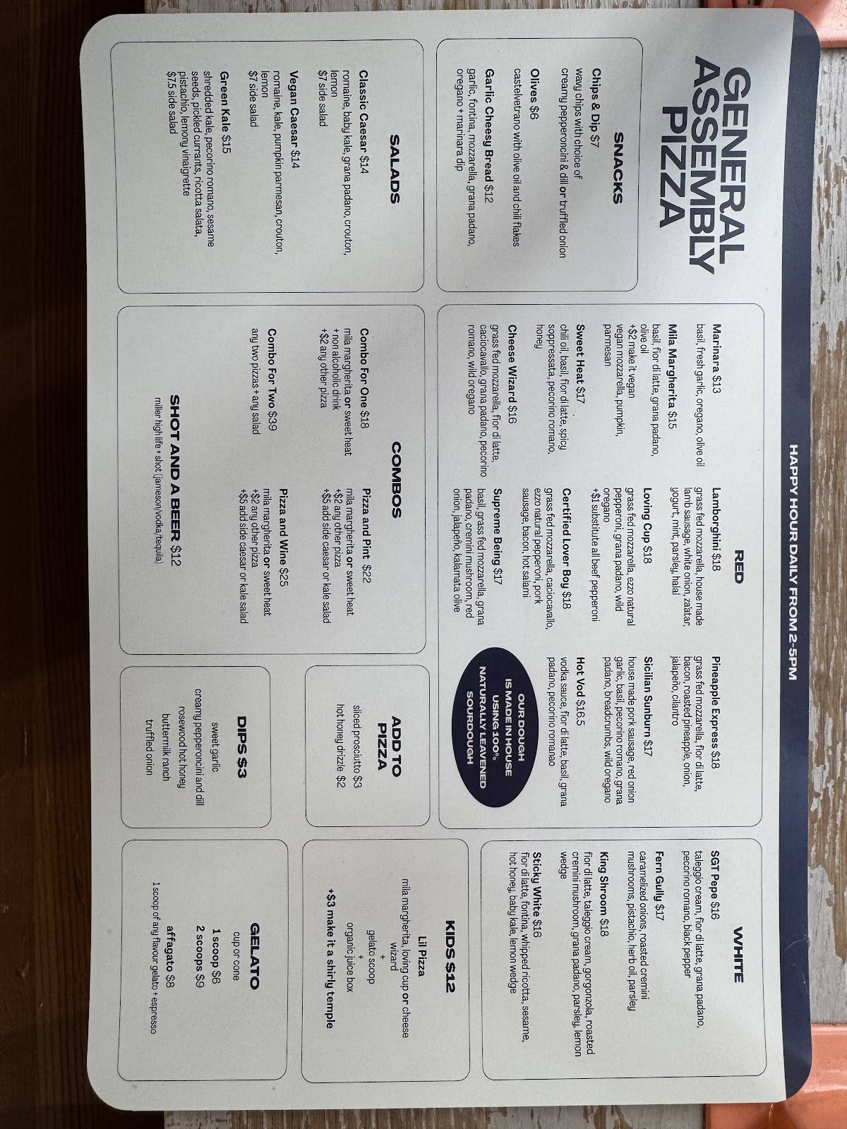 General Assembly Pizza меню