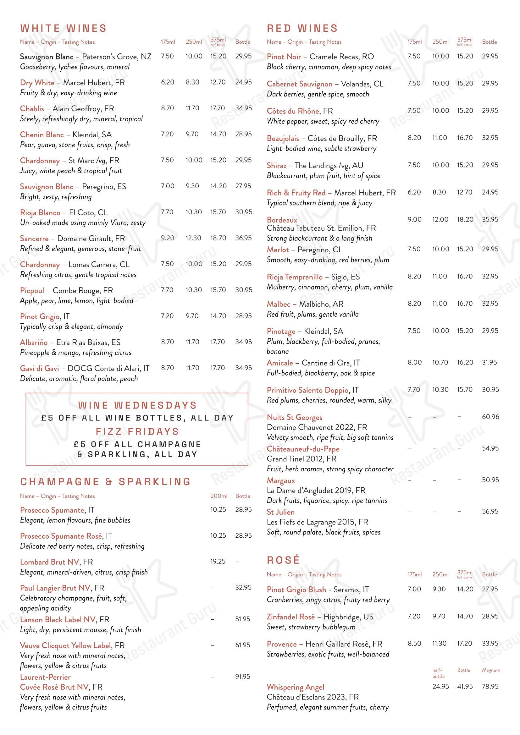 Меню паба и бара George (Twickenham) - Lunch Menu