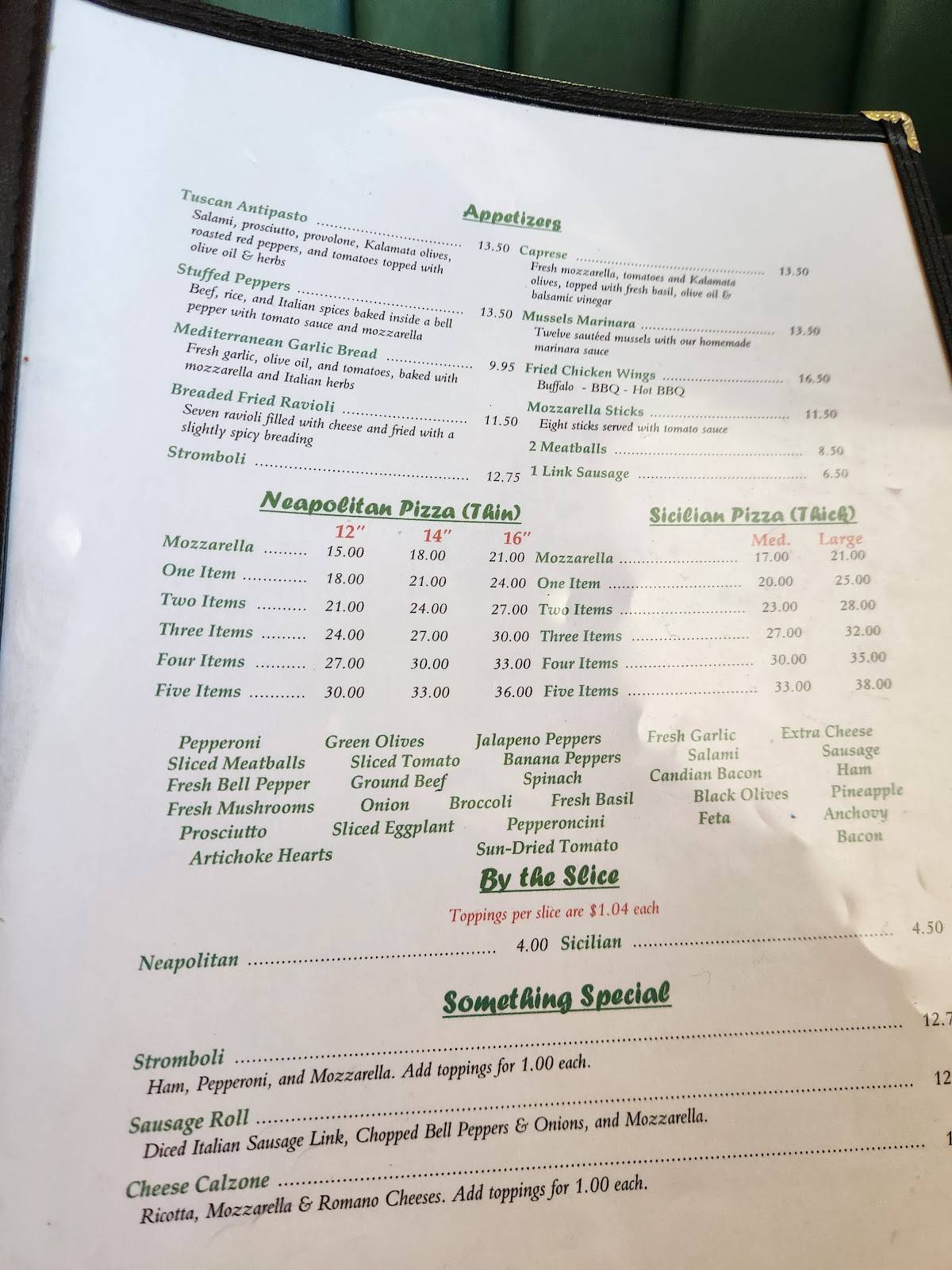 Giuseppe's меню