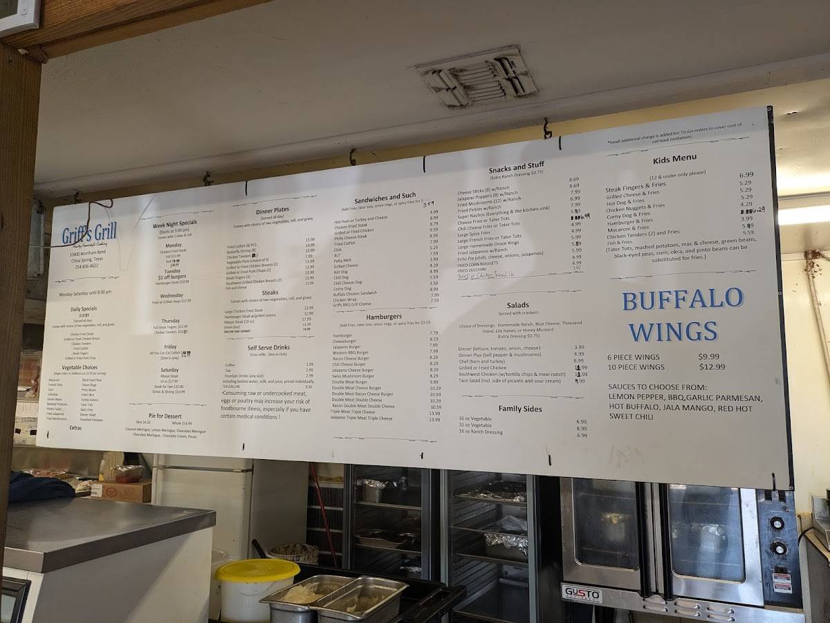 Griff's Restaurant меню