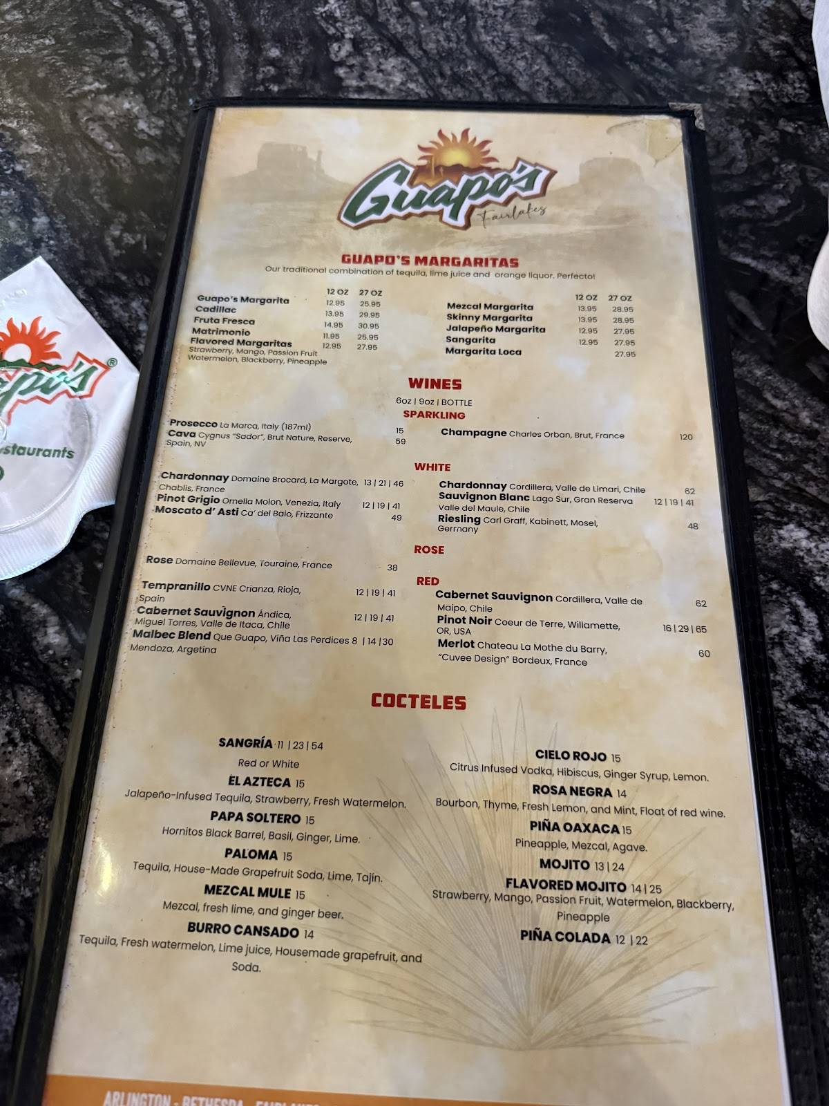 Guapo's Cocina & Bar меню