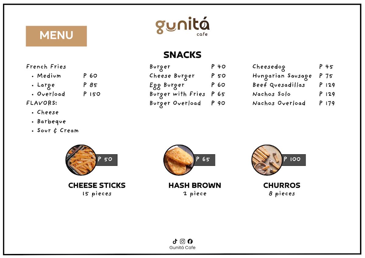 Gunitá Cafe меню