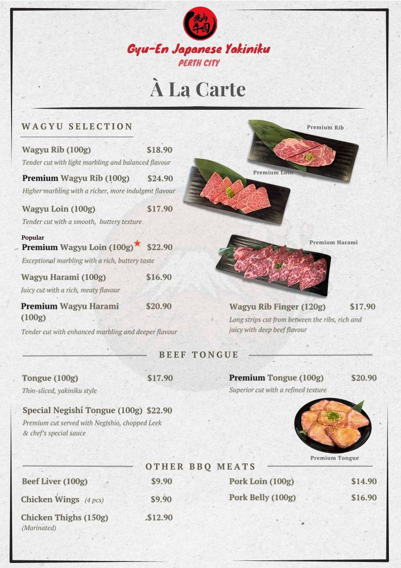 Gyu-En Japanese Yakiniku - Perth City меню