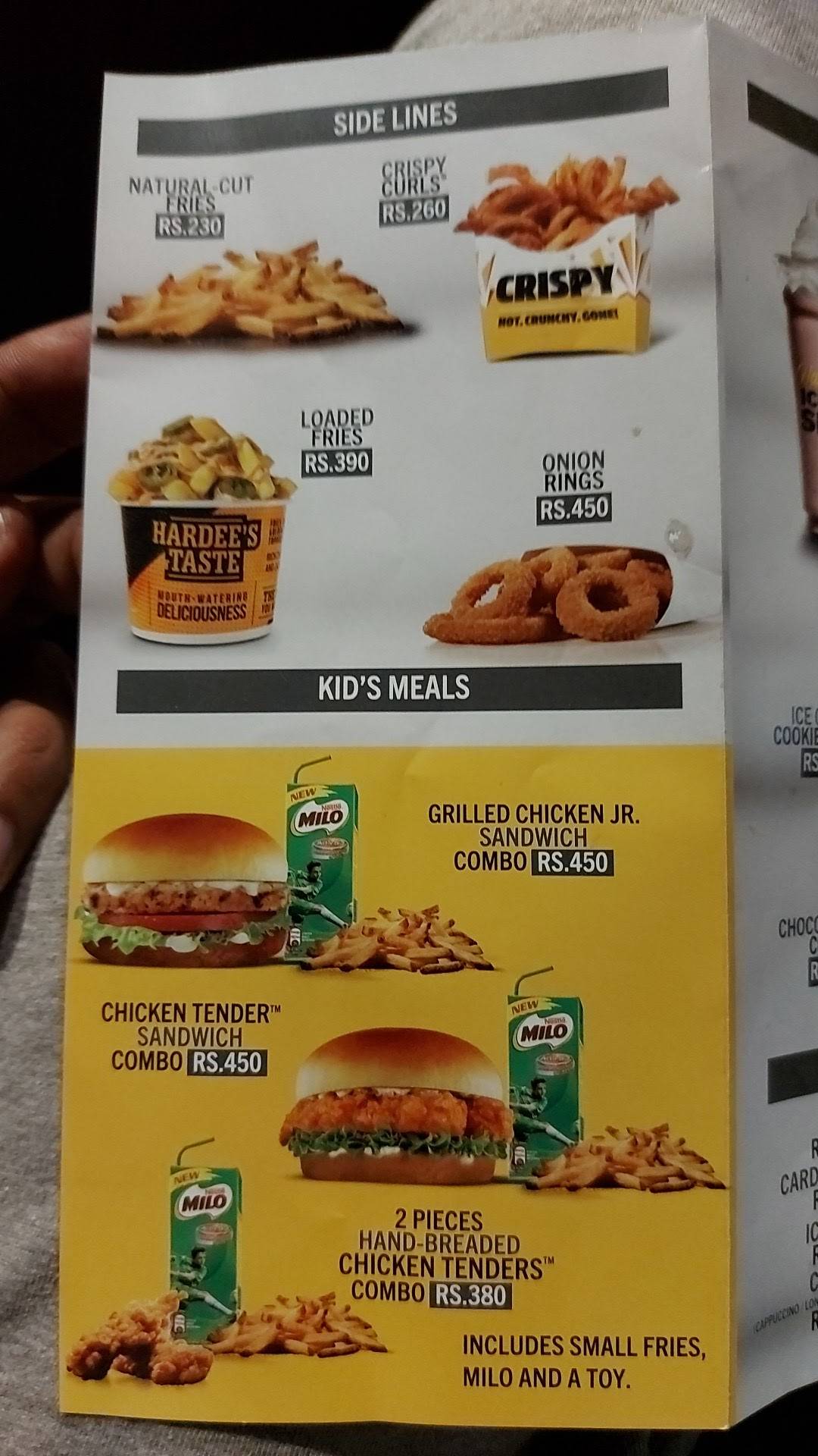 Hardee's меню