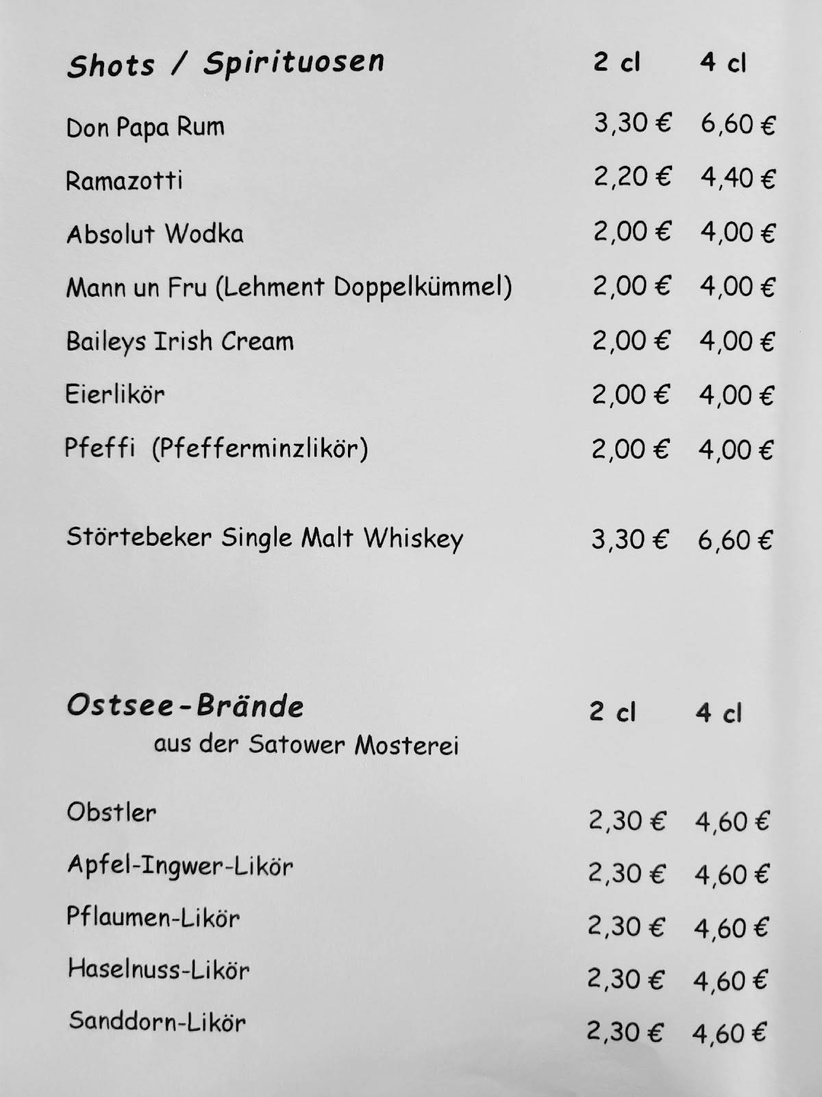 Hofcafé Grete меню