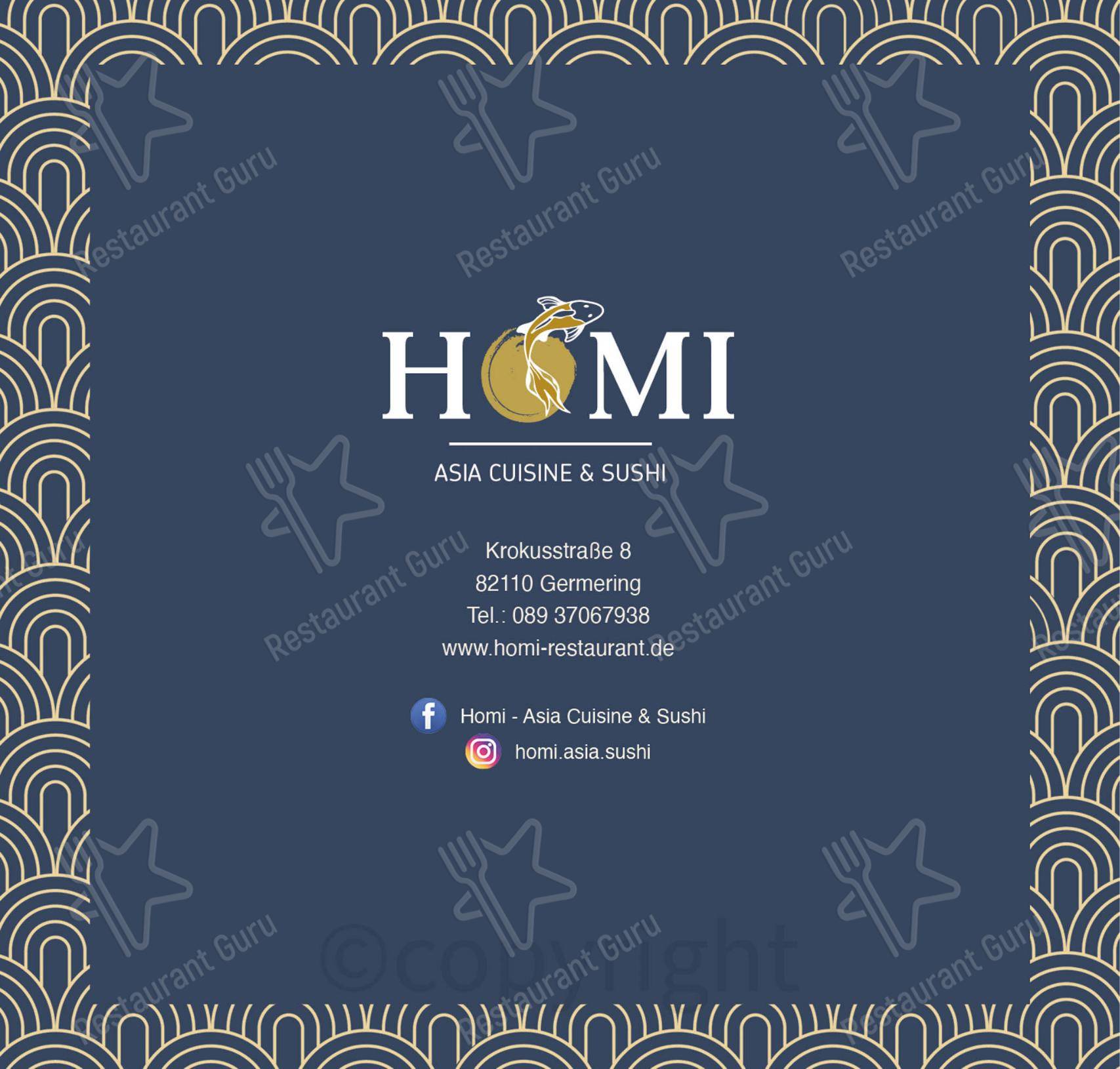 Меню ресторана Homi в Гермеринге