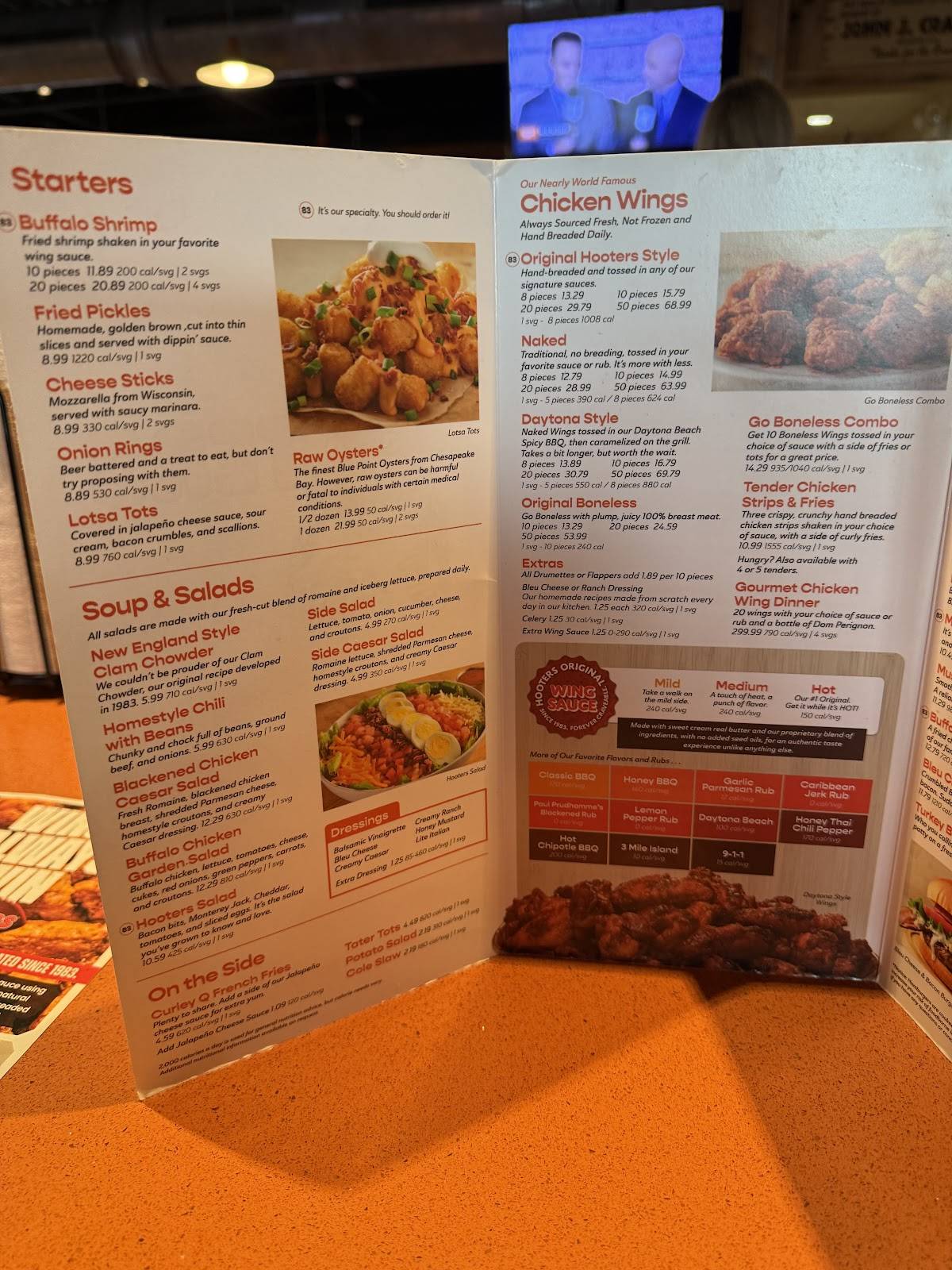 Hooters меню