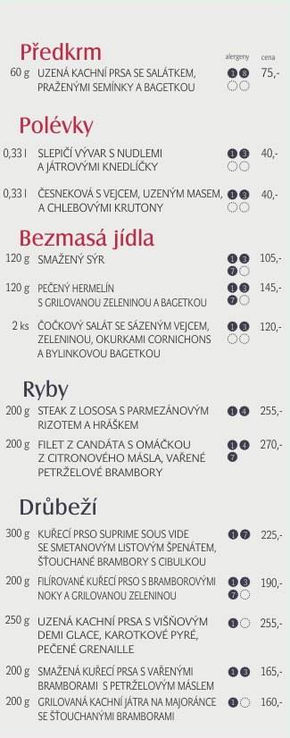 Hotel Beta меню
