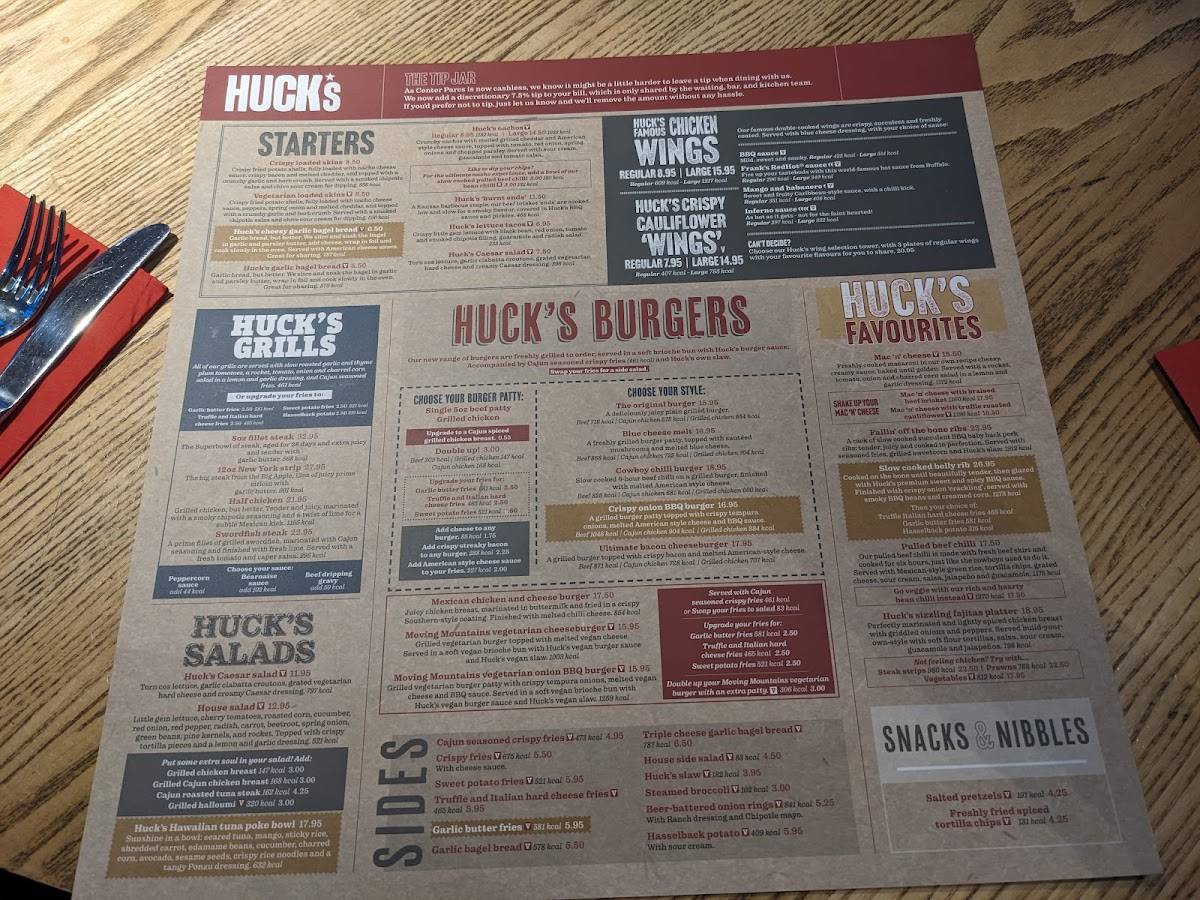 Huck's меню