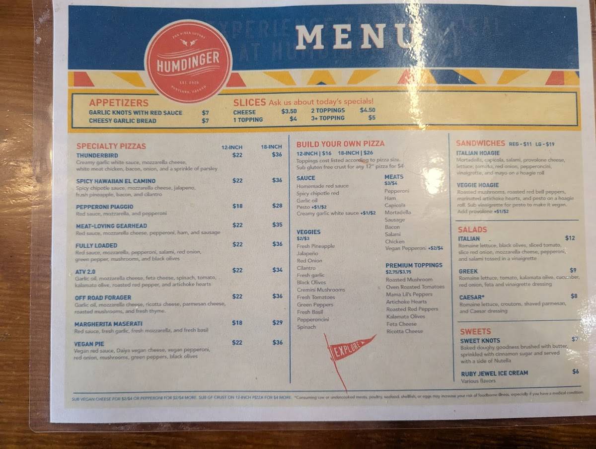 Humdinger Pizza Company меню