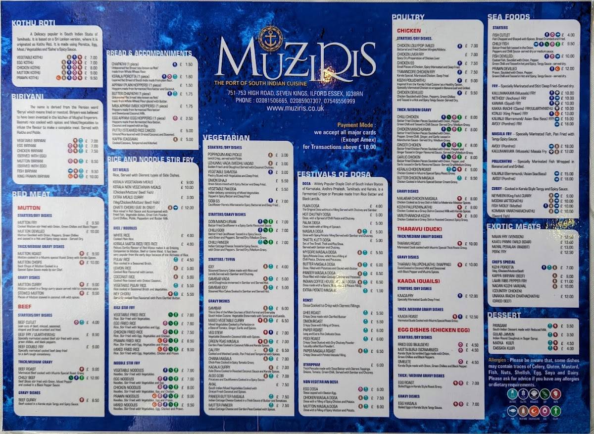 Muziris меню