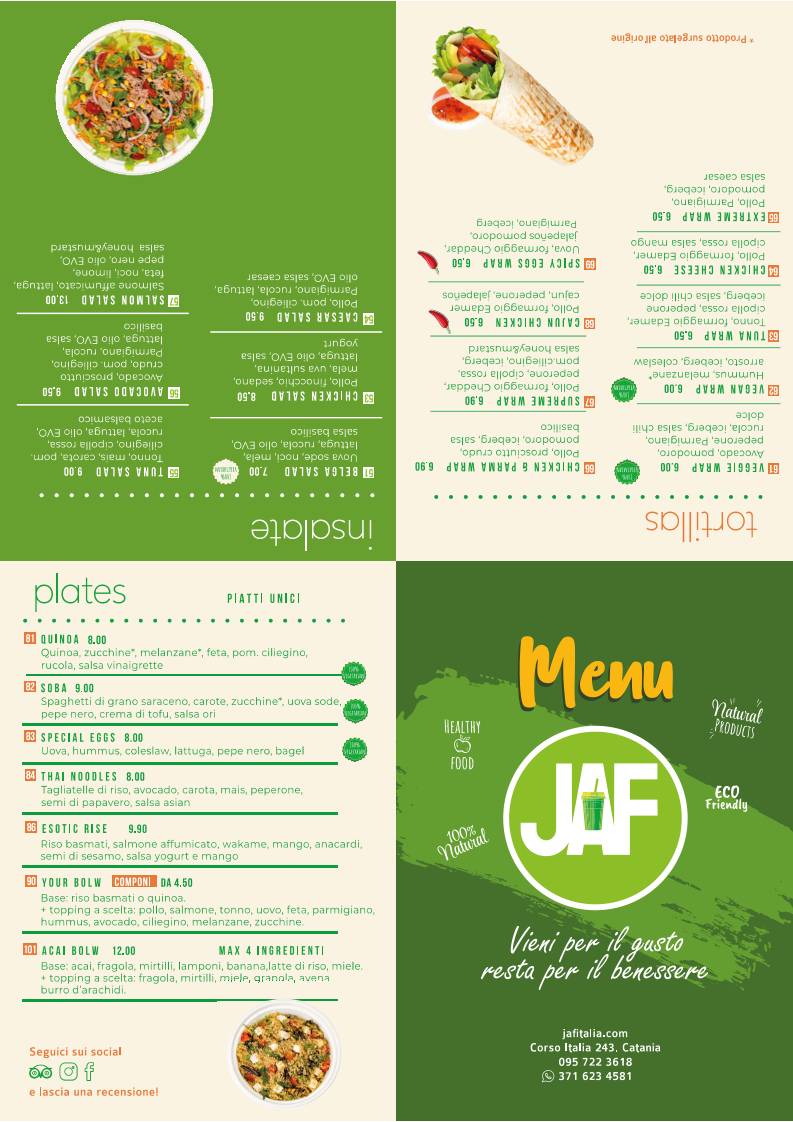 JAF меню