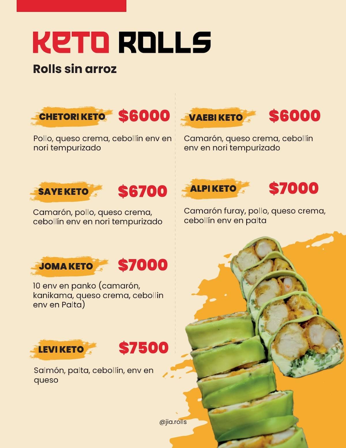 JIA ROLL´S меню