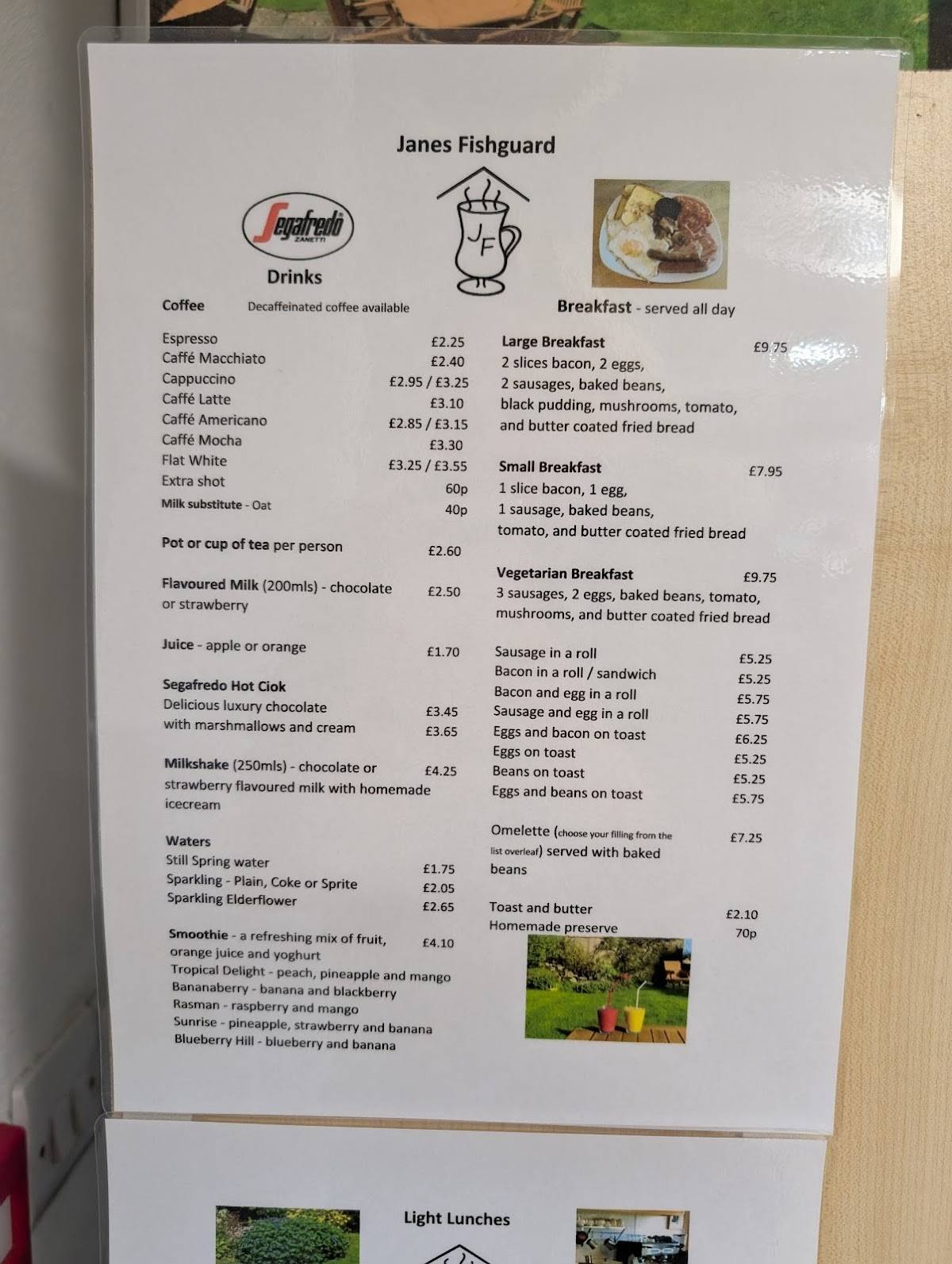 Janes Fishguard меню