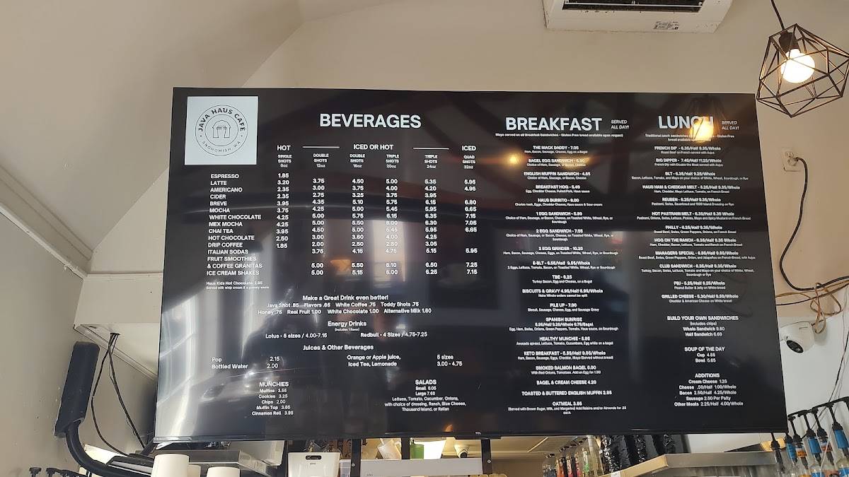 Java Haus Cafe меню