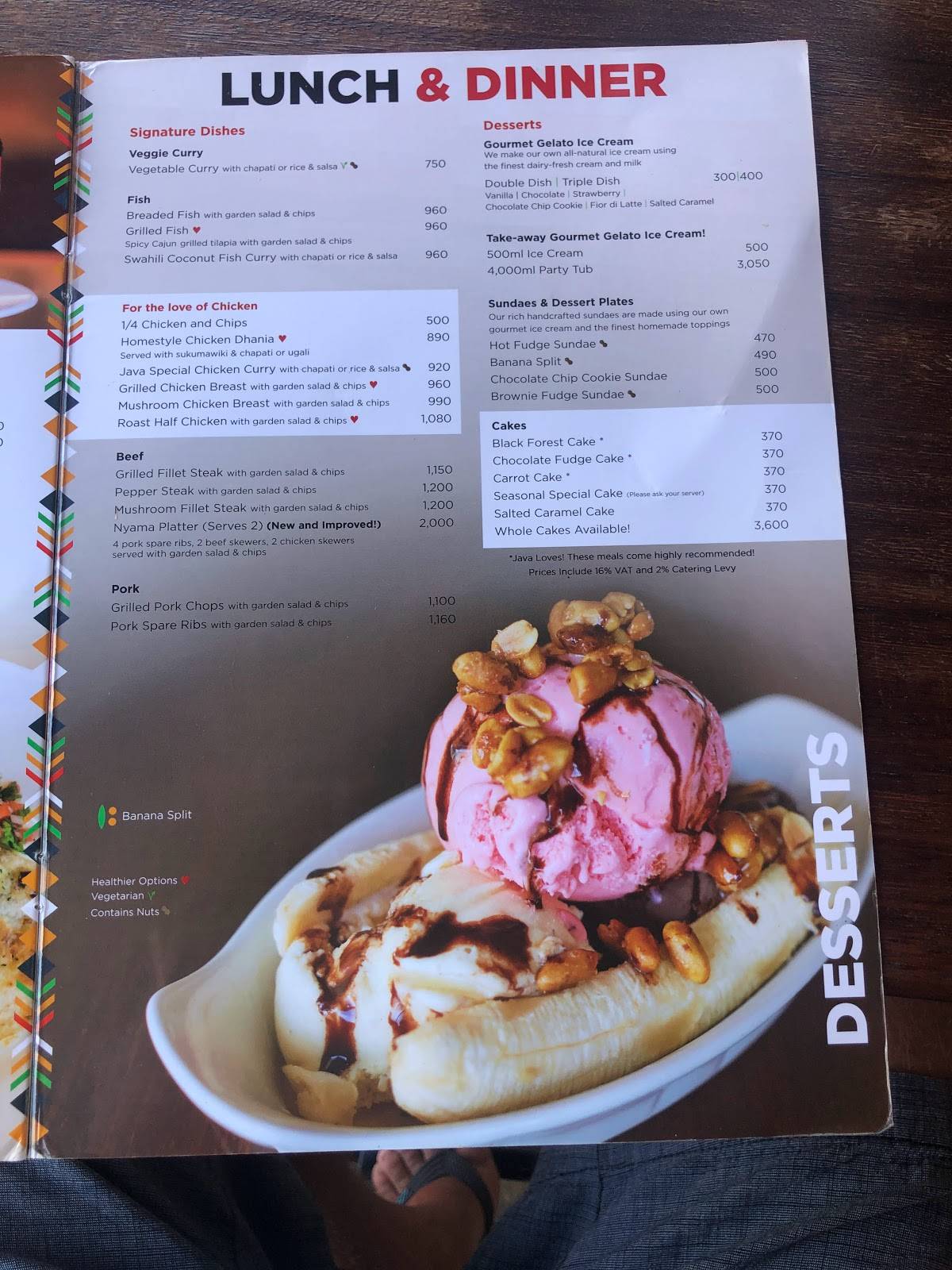 Java House - Diani меню