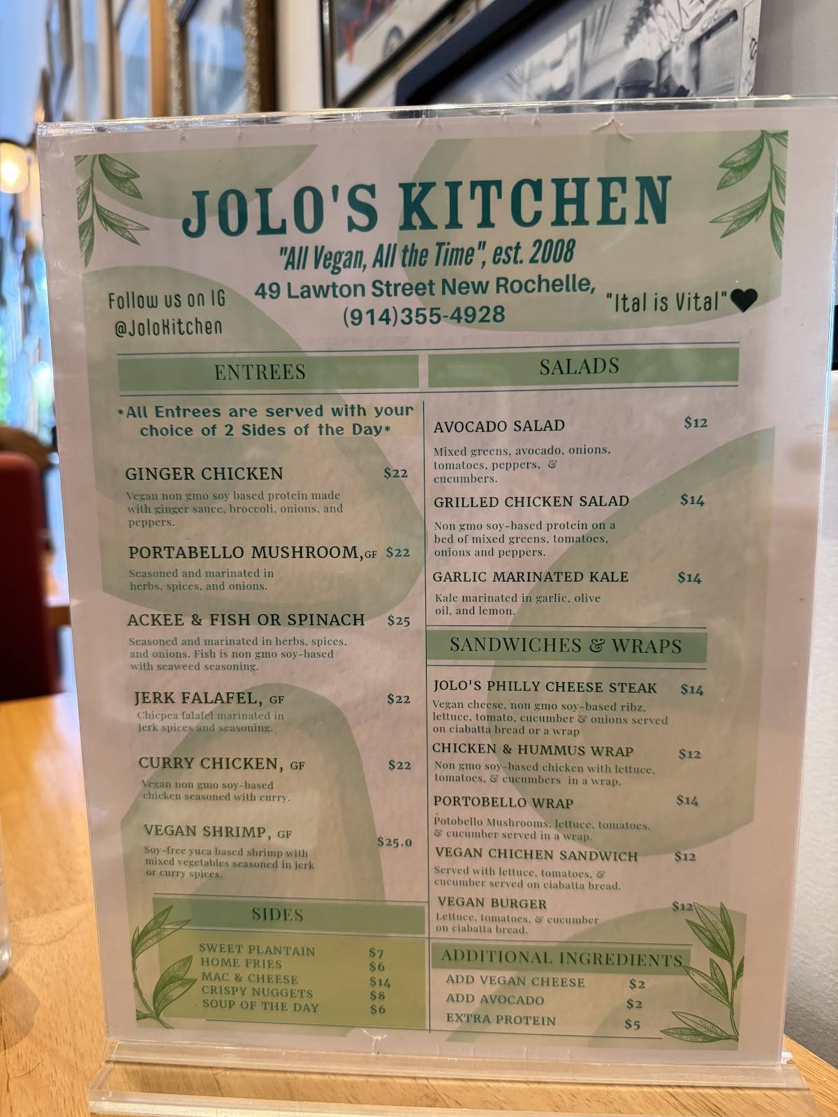 Jolo's Vegan Kitchen меню