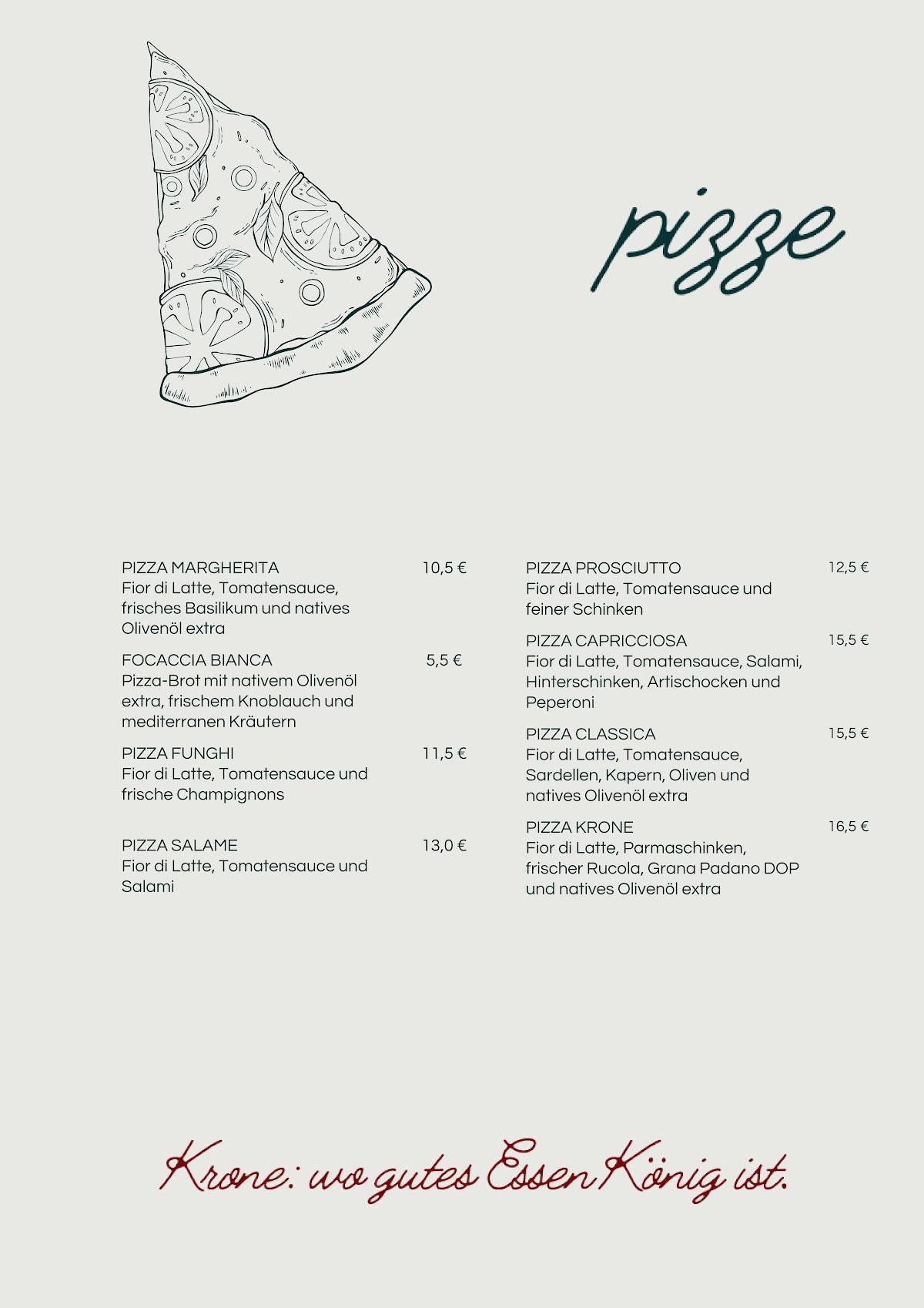KRONE Trattoria-Pizzeria меню