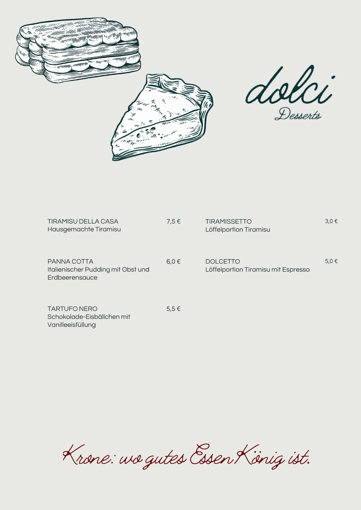 KRONE Trattoria-Pizzeria меню