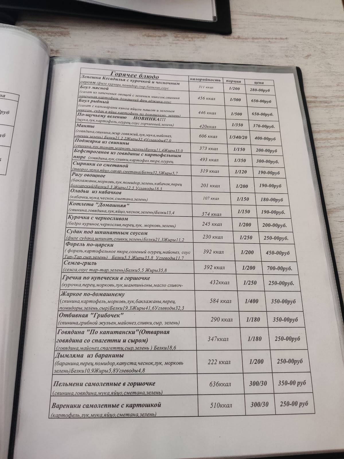 Дружба меню