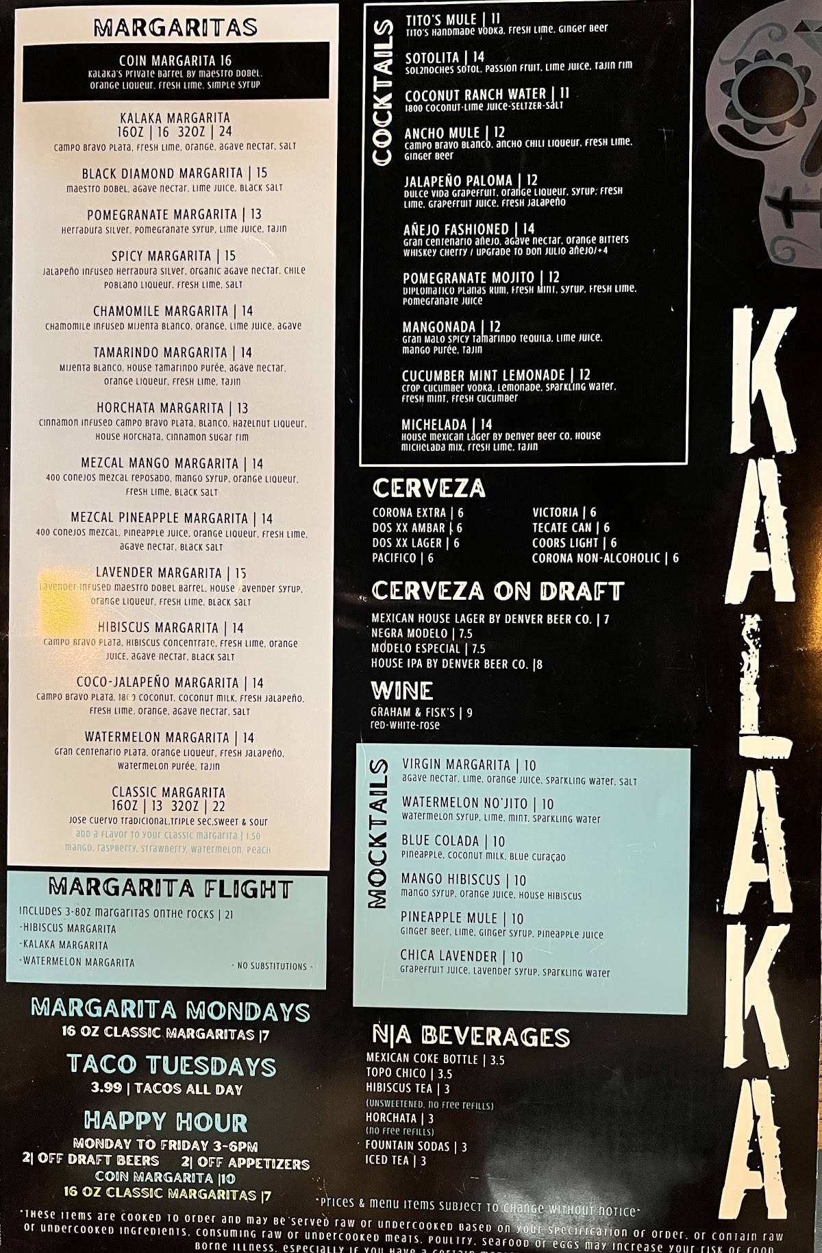 Kalaka Mexican Kitchen - Berkeley меню