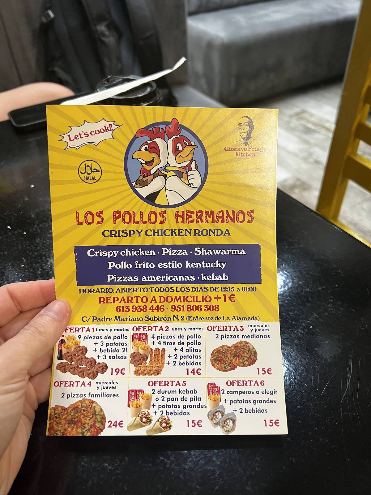 Kebab pizza pollo frito Pollos Hermanos Ronda меню