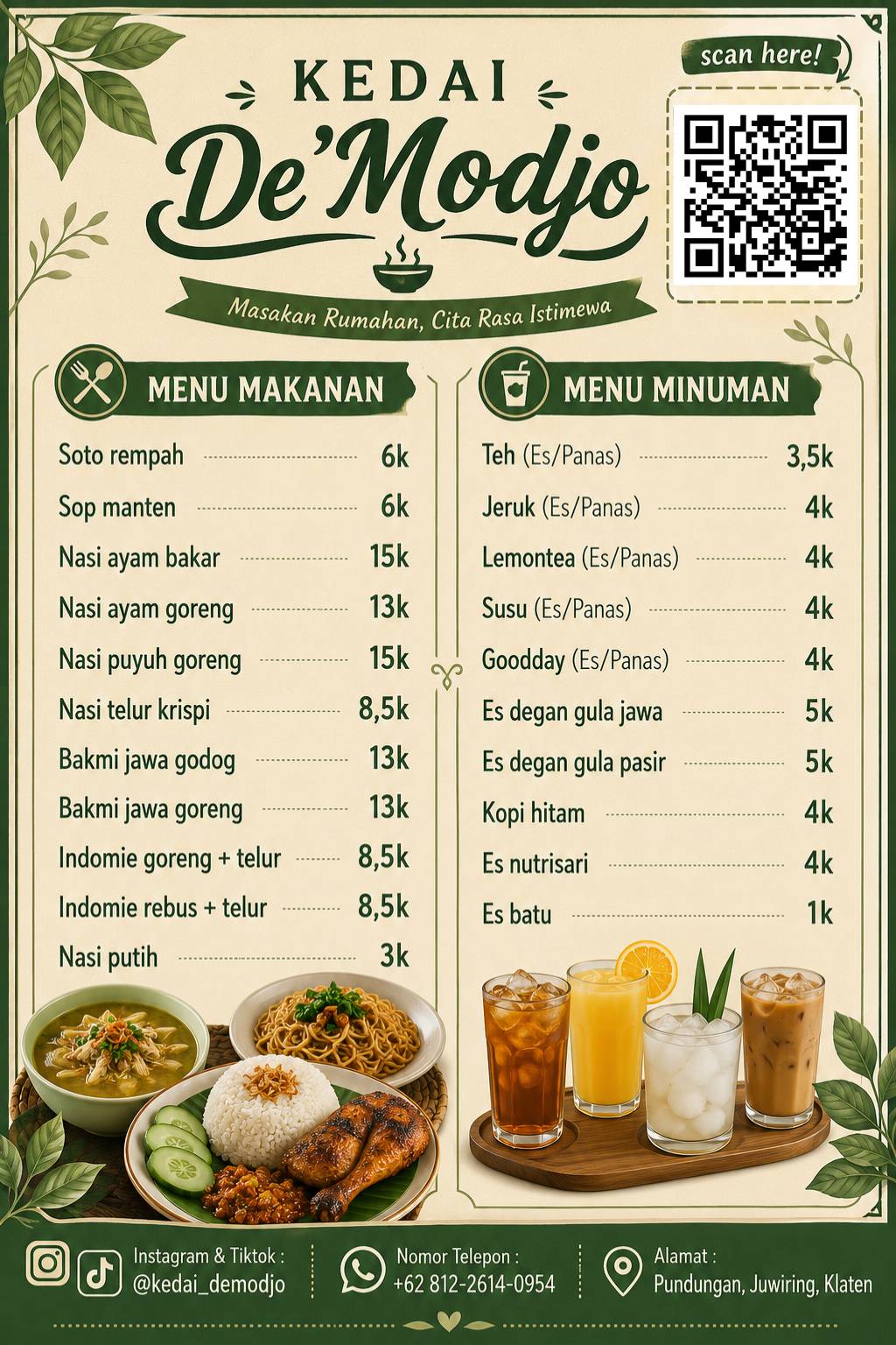 Kedai De'Modjo меню