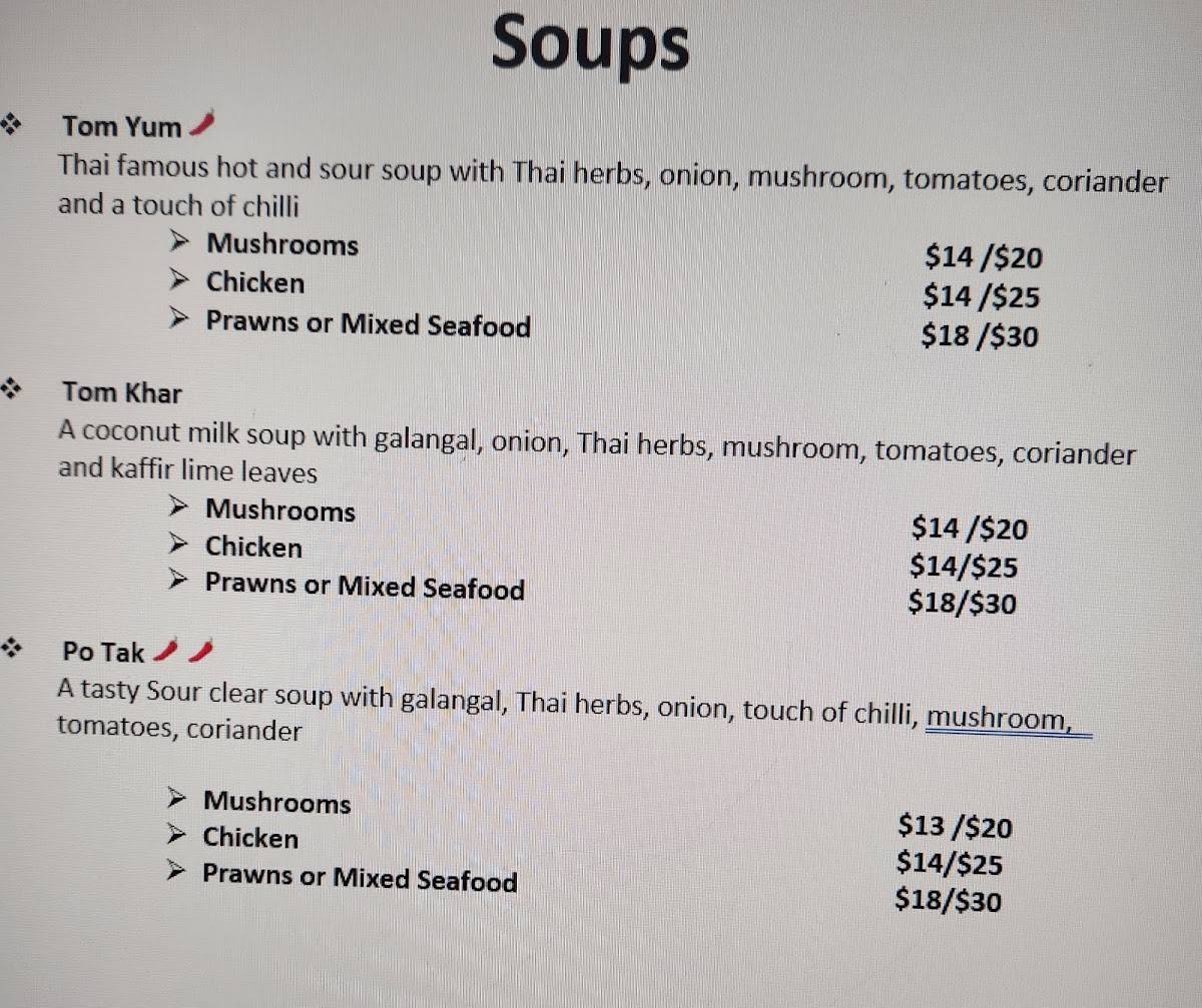 Kinnaree Thai Restaurant меню