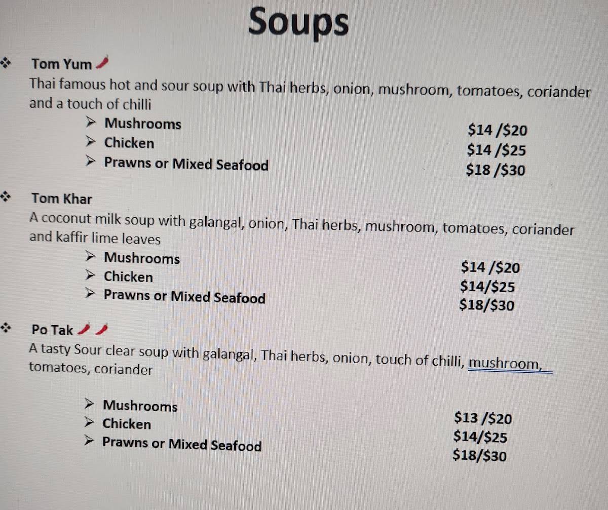 Kinnaree Thai Restaurant меню