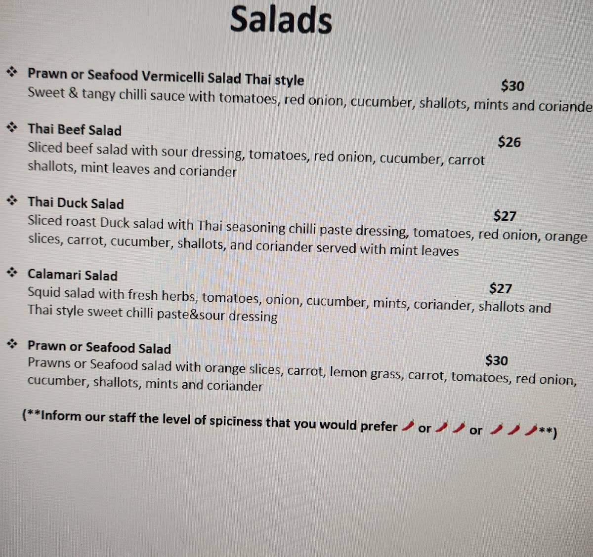 Kinnaree Thai Restaurant меню