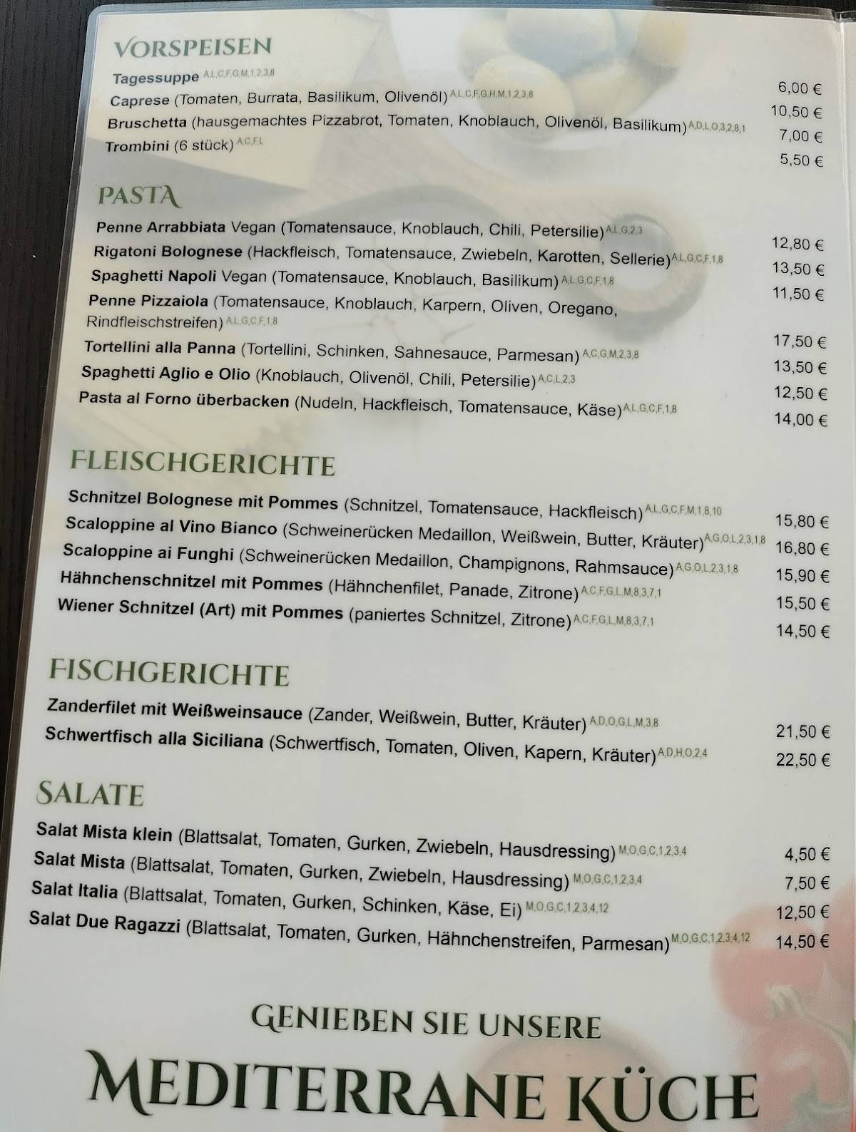 Due Ragazzi меню