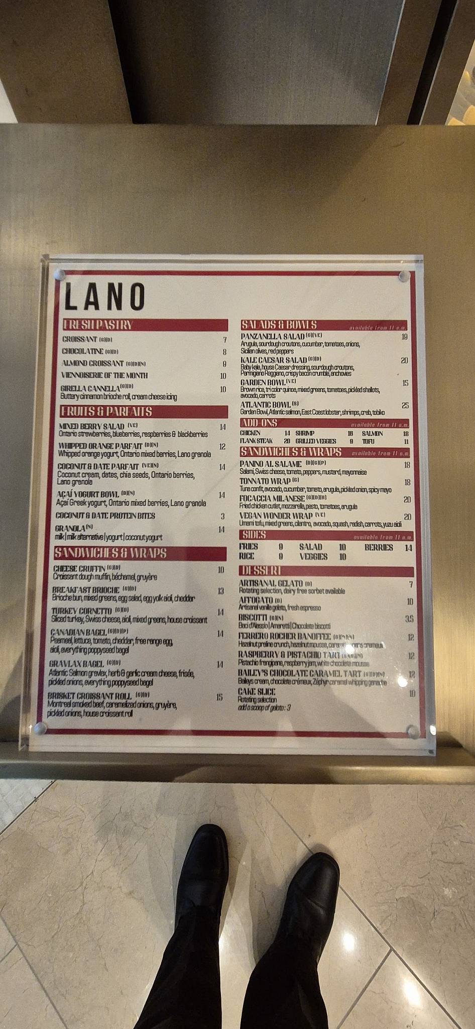 LANO меню