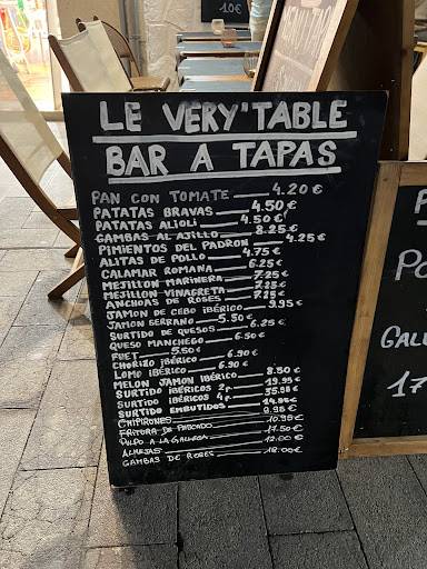 LE VERY-TABLE меню