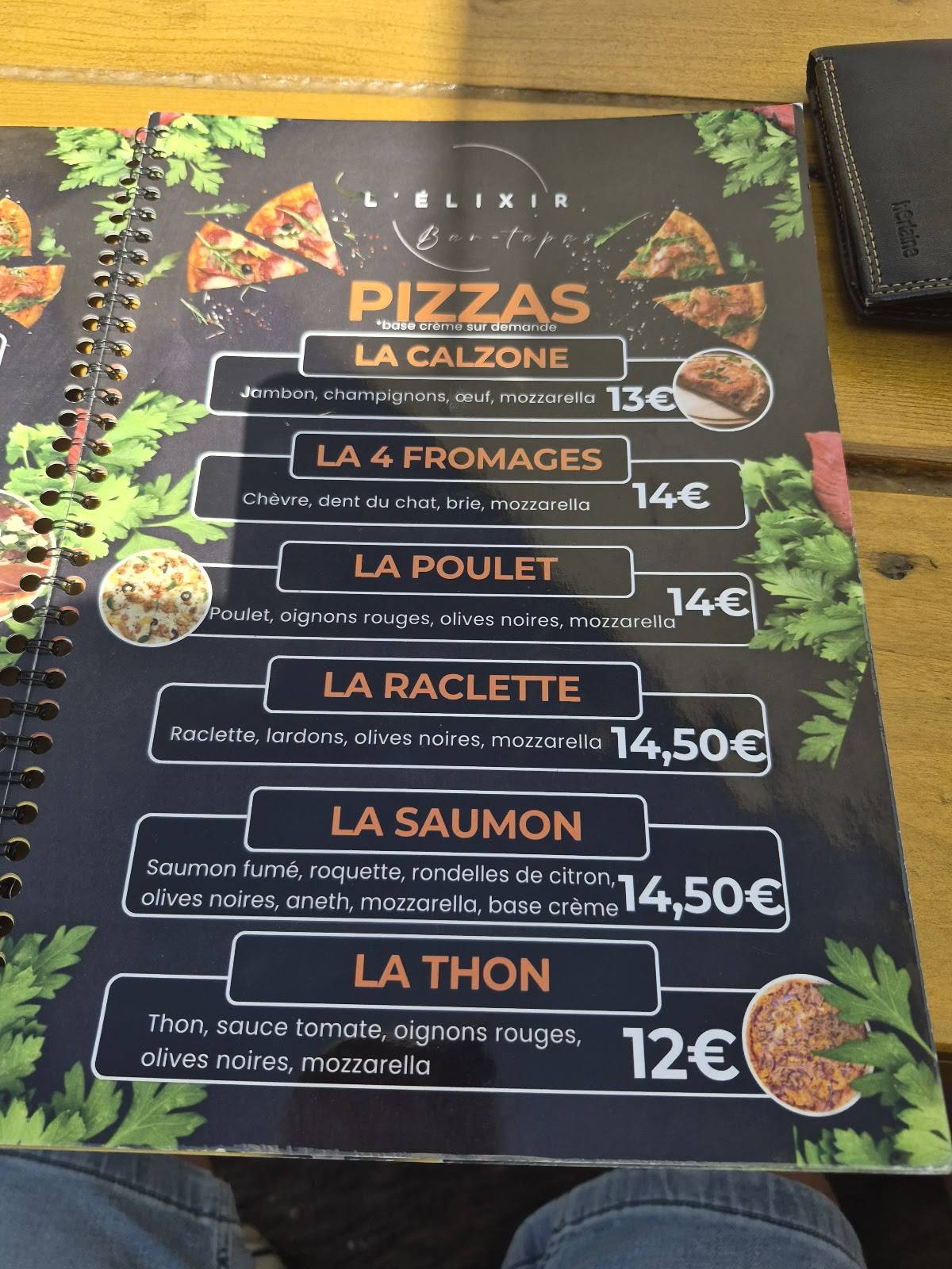 L'Élixir меню