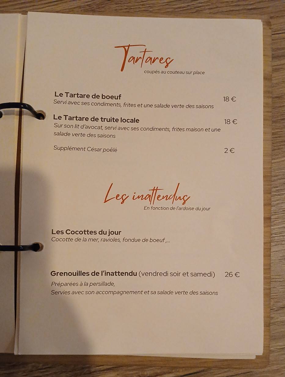 L'INATTENDU меню