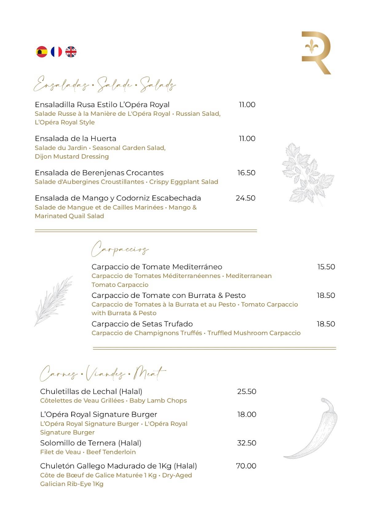 L'Opera Royal меню