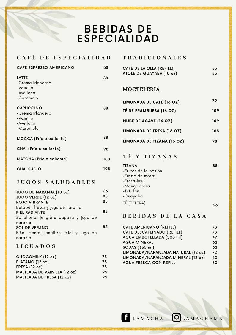 La Macha меню