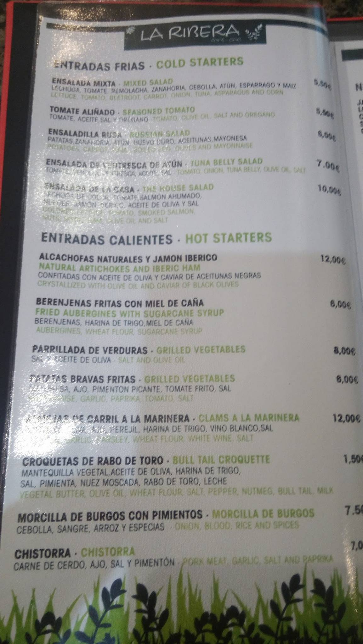 La Ribera меню