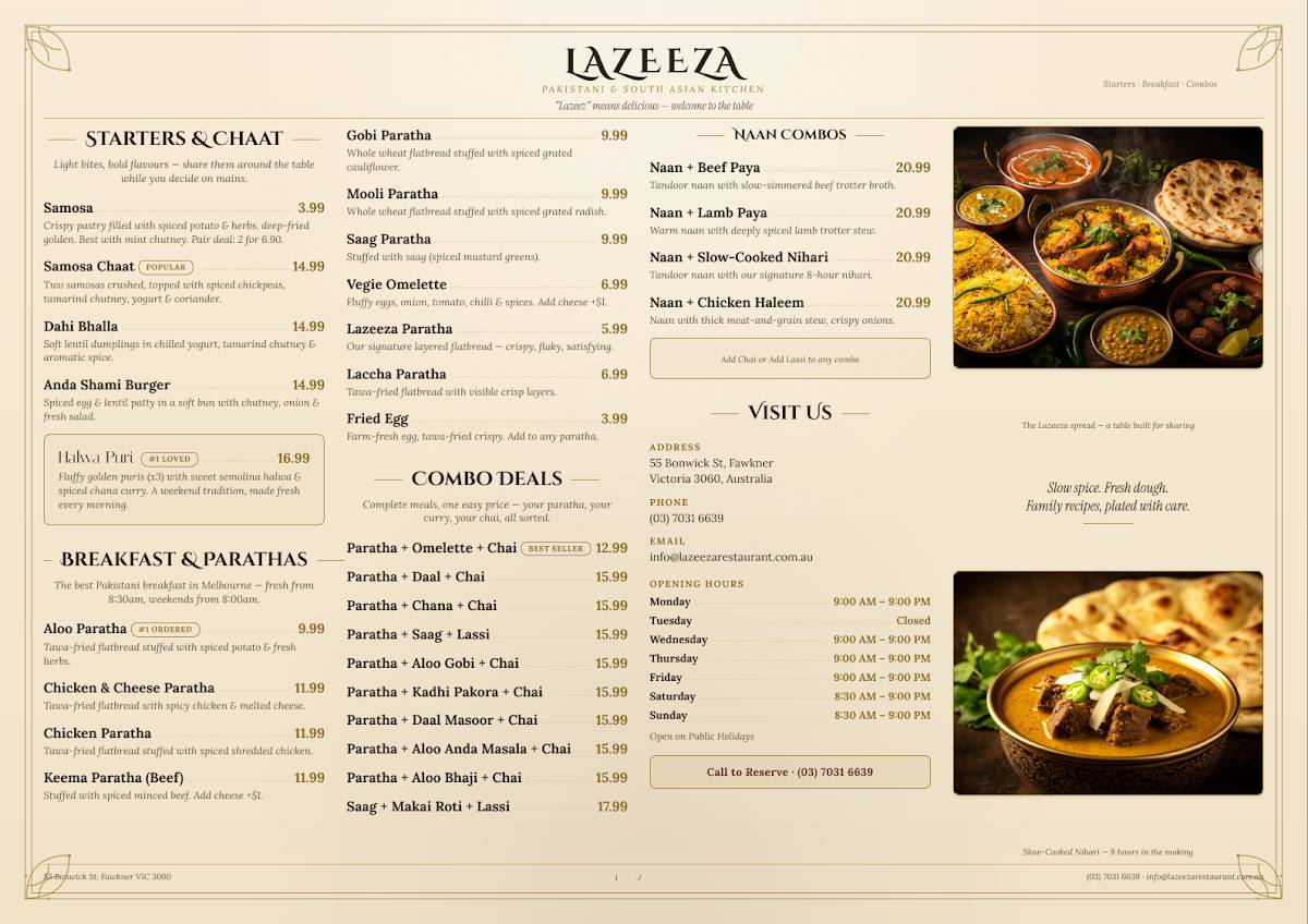 Lazeeza Restaurant меню