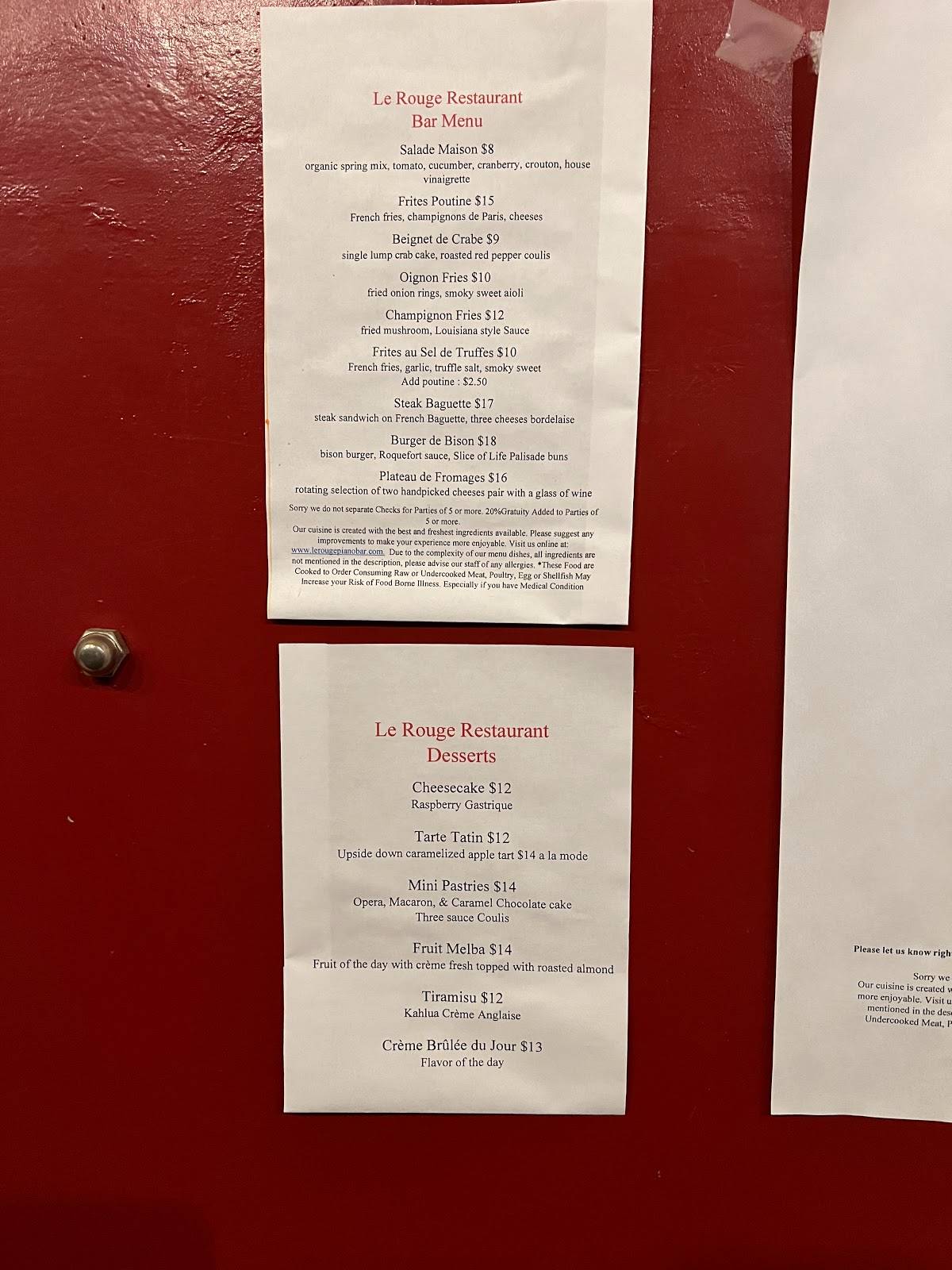 Le Rouge Restaurant меню