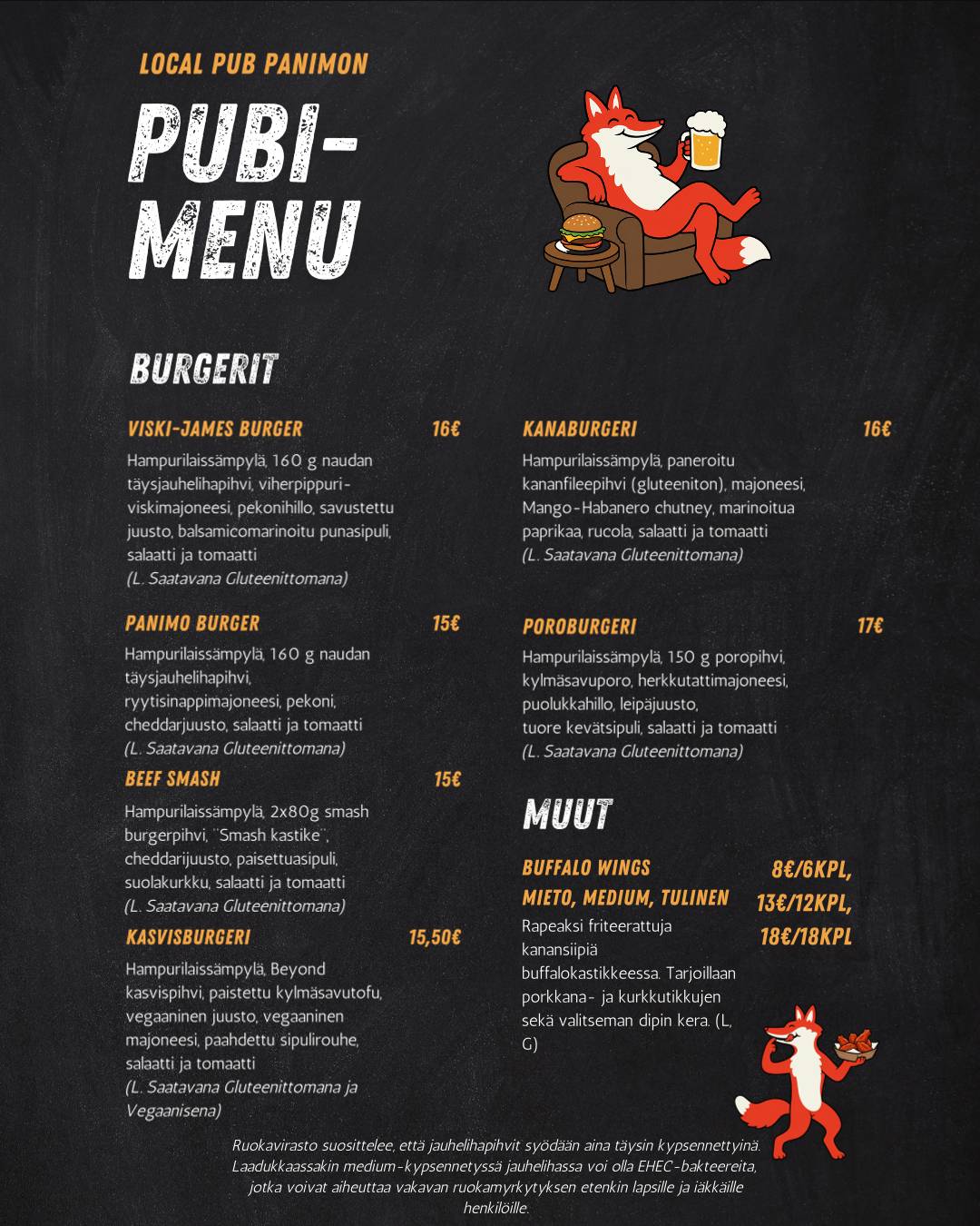 Local Pub Panimo - Saariselkä меню
