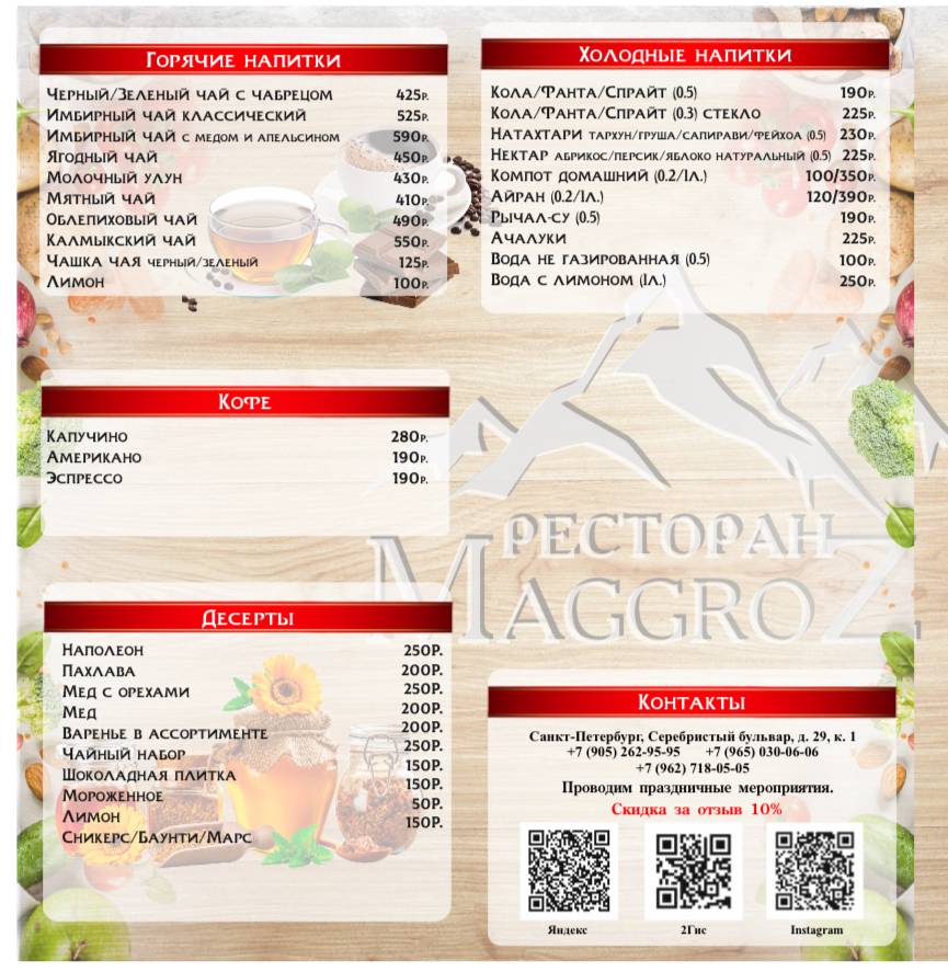 Маггроз меню