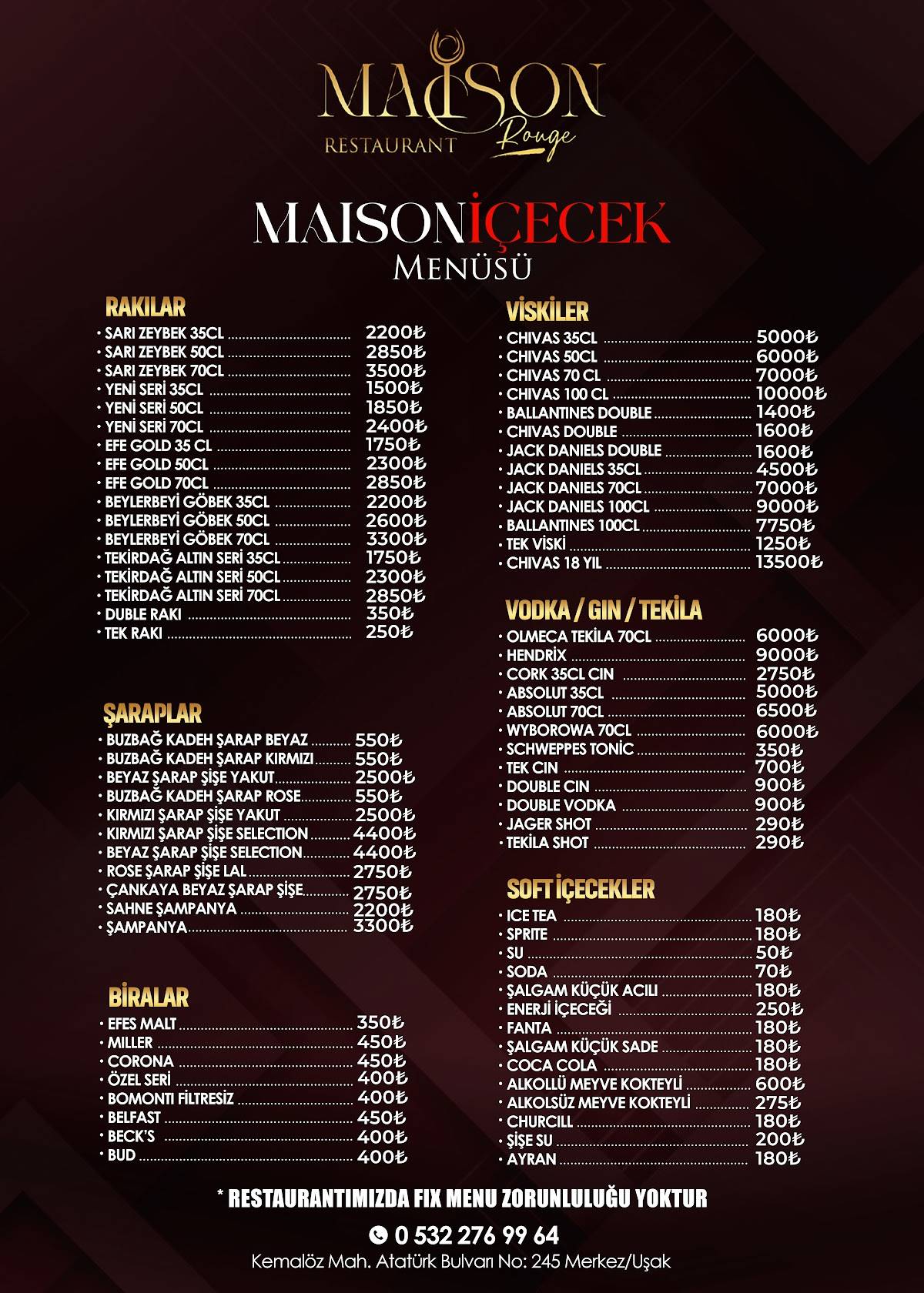 Maison Rouge меню