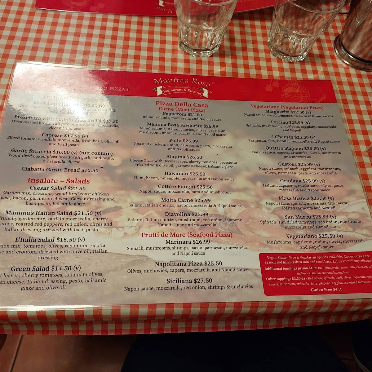 Mamma Rosa Pizzeria Wood-fire меню