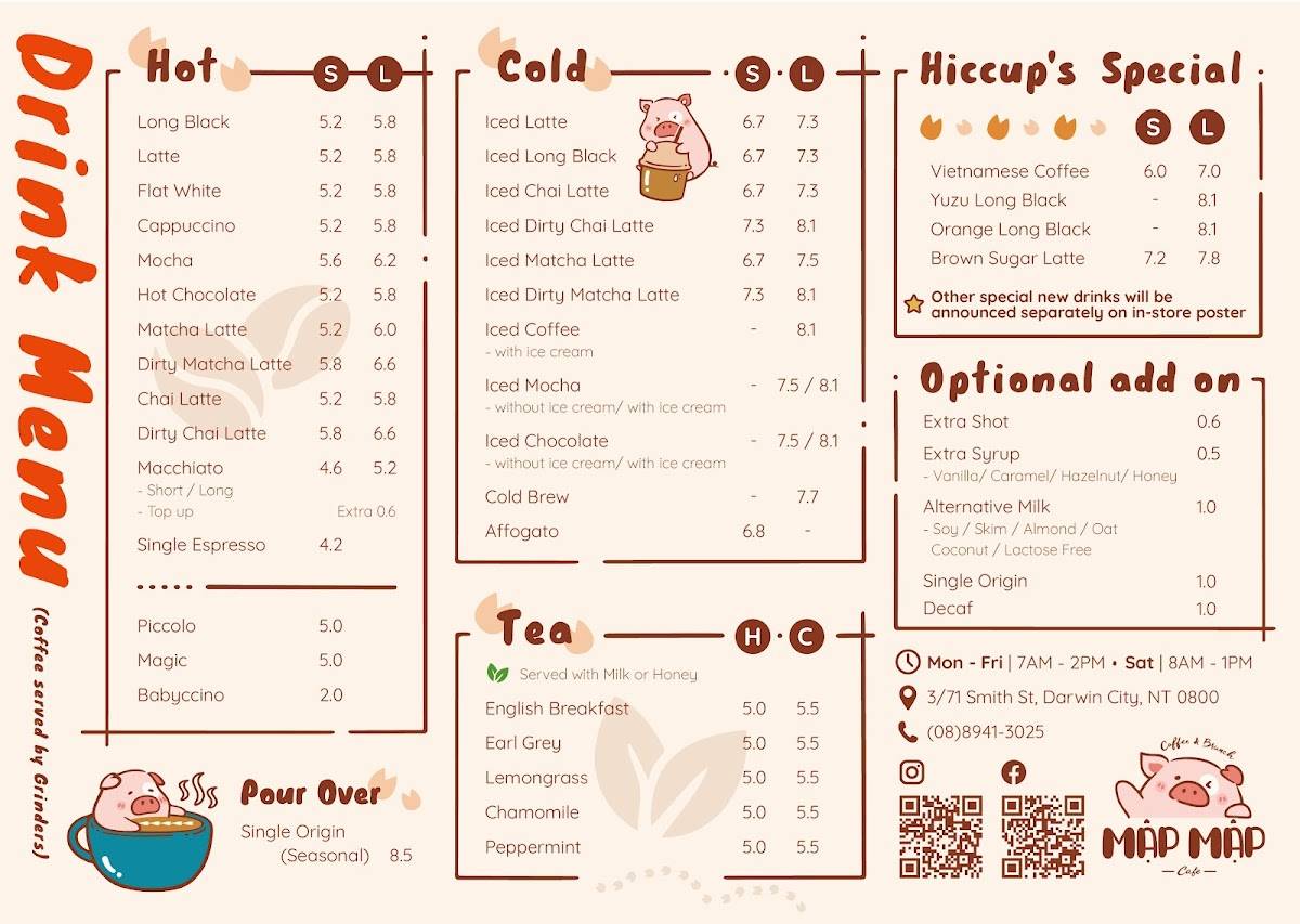 Mập Mập Cafe - The Piggy Coffee Coffee, Brunch, Bánh mì, Phở меню