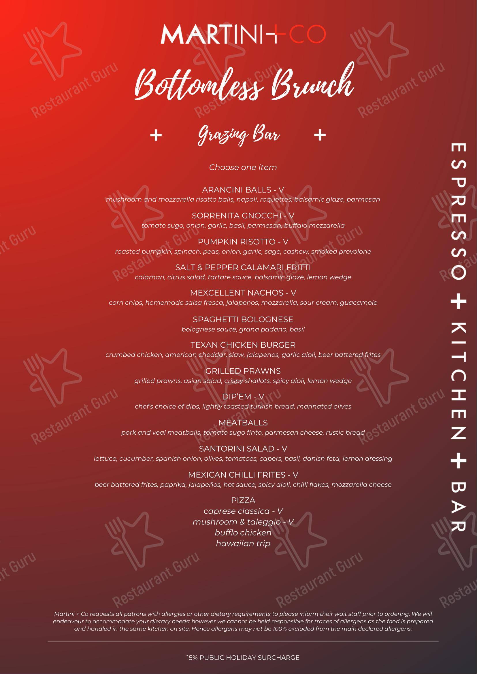 Martini and Co Rockingham в Рокингеме - Меню