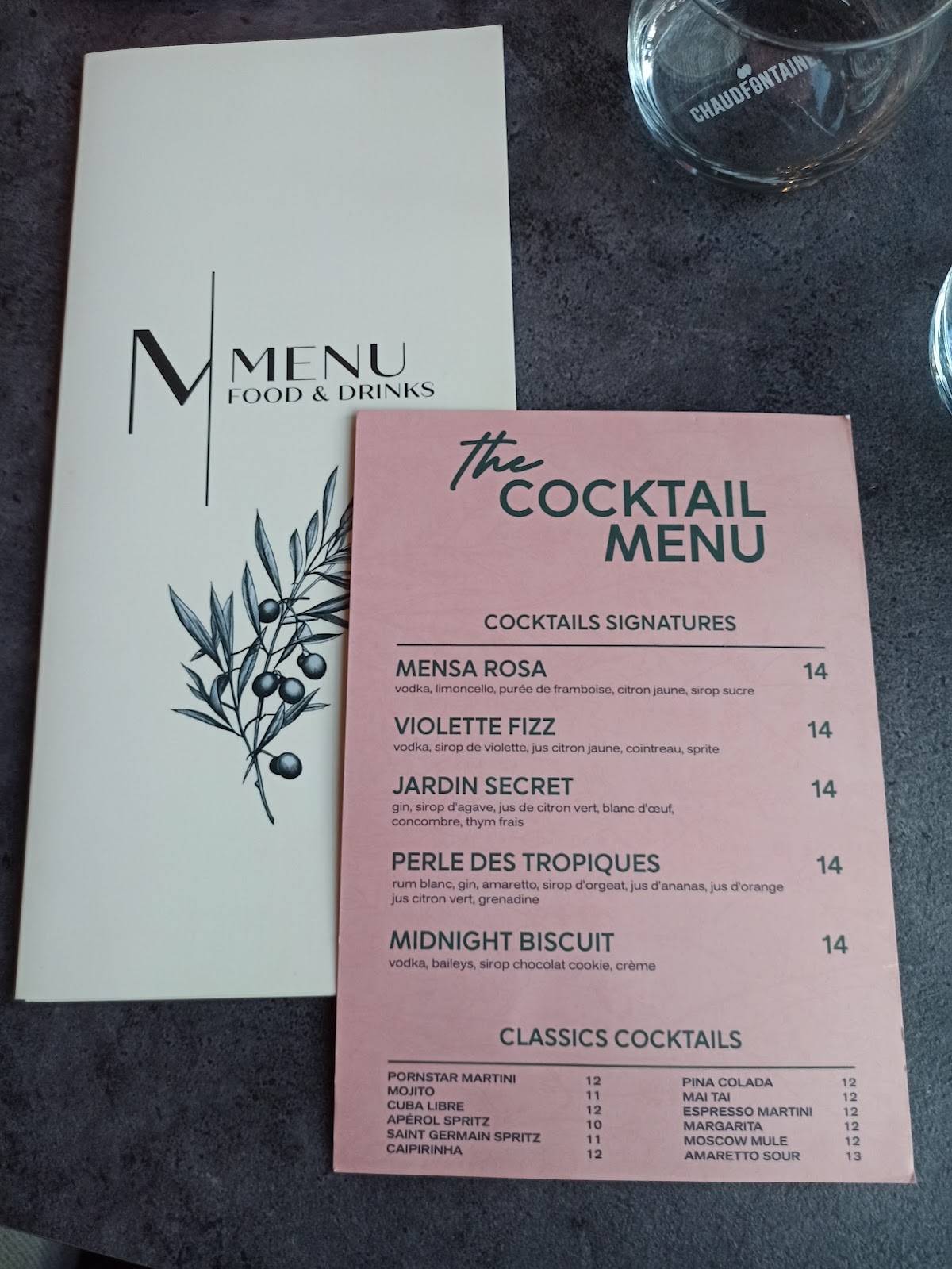 MENSE restaurant меню
